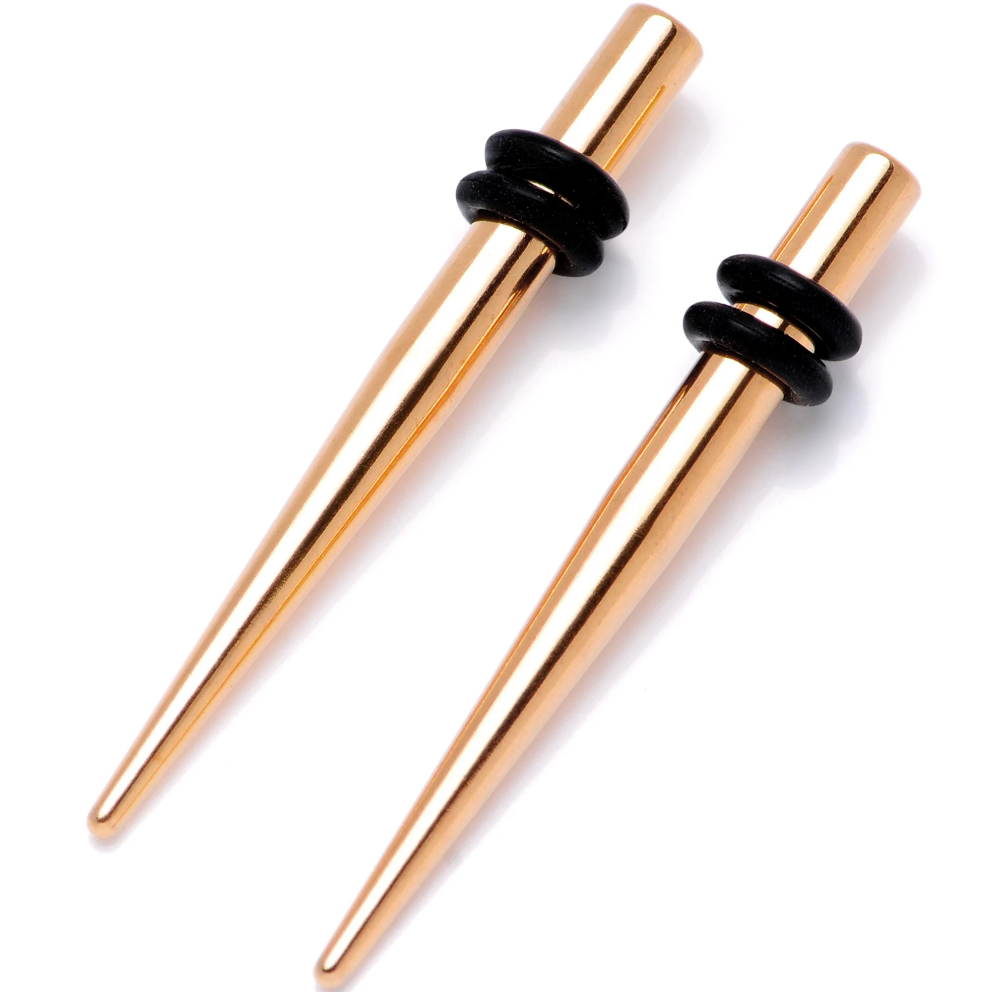 Rose Gold Tone Anodized Titanium Micro Taper Straight Plug Set 14G to 8G - Image 5