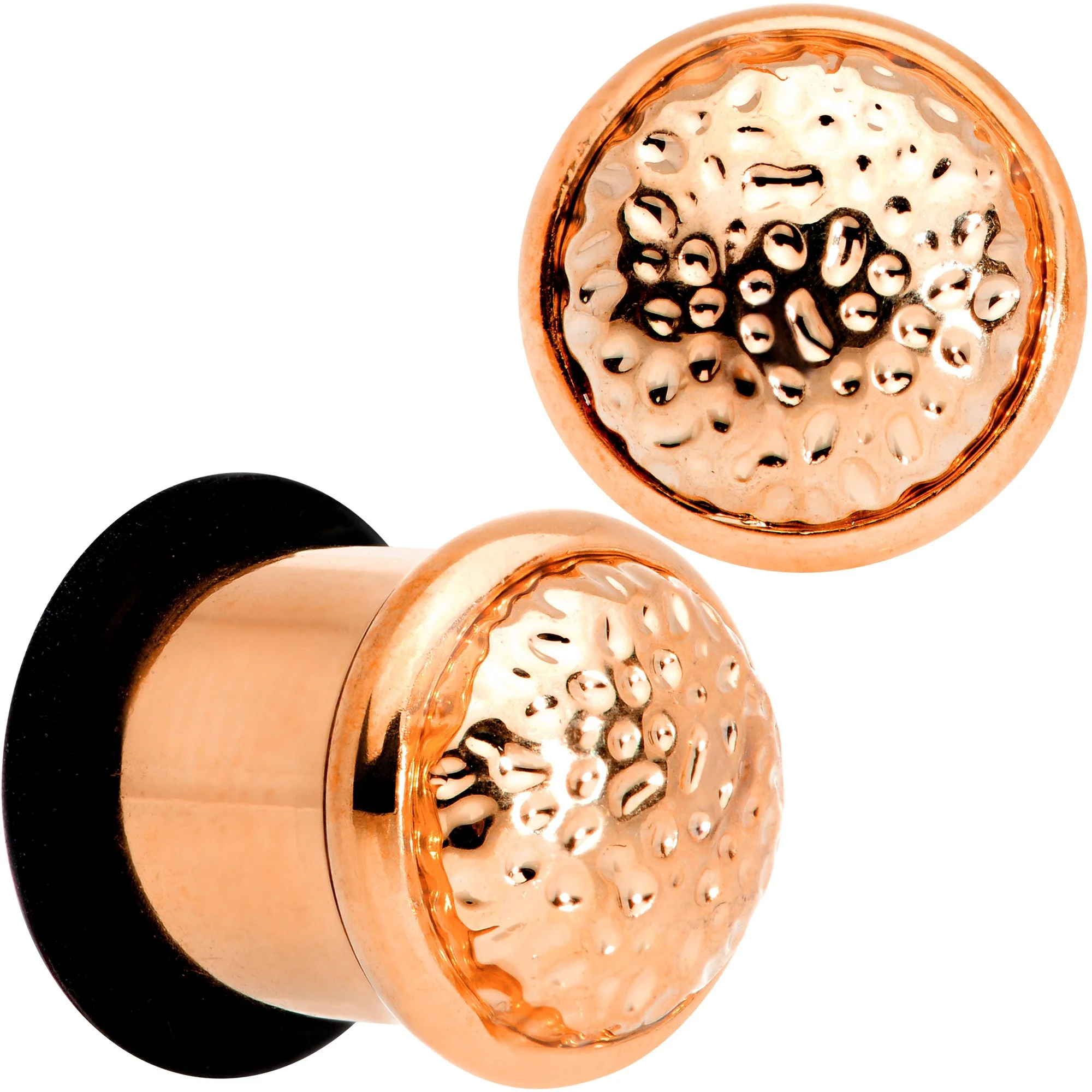 Rose Gold Tone Hammered Finish Single Flare Plug Set 6mm to 16mm Sizes - Image 7