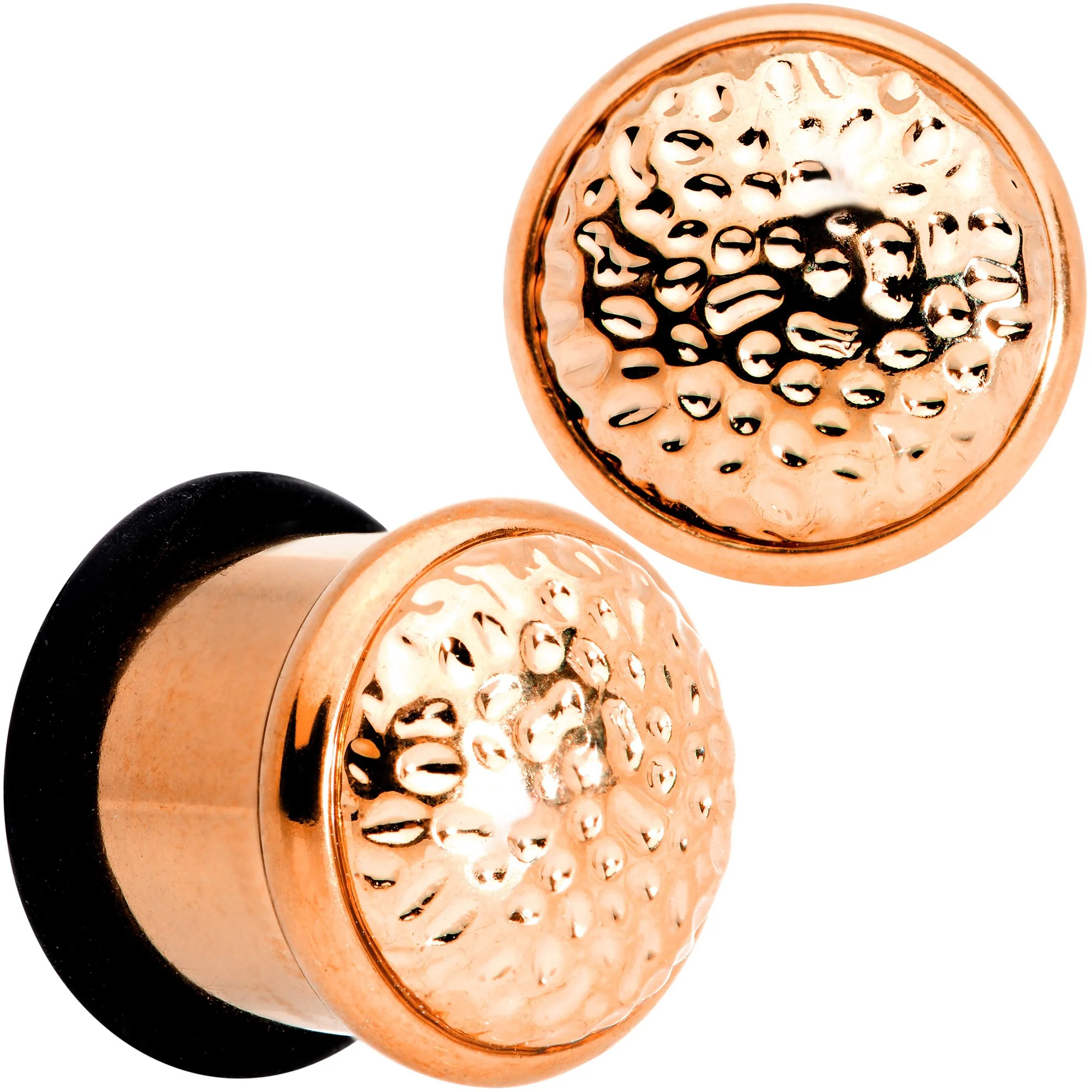 Rose Gold Tone Hammered Finish Single Flare Plug Set 6mm to 16mm Sizes - Image 8