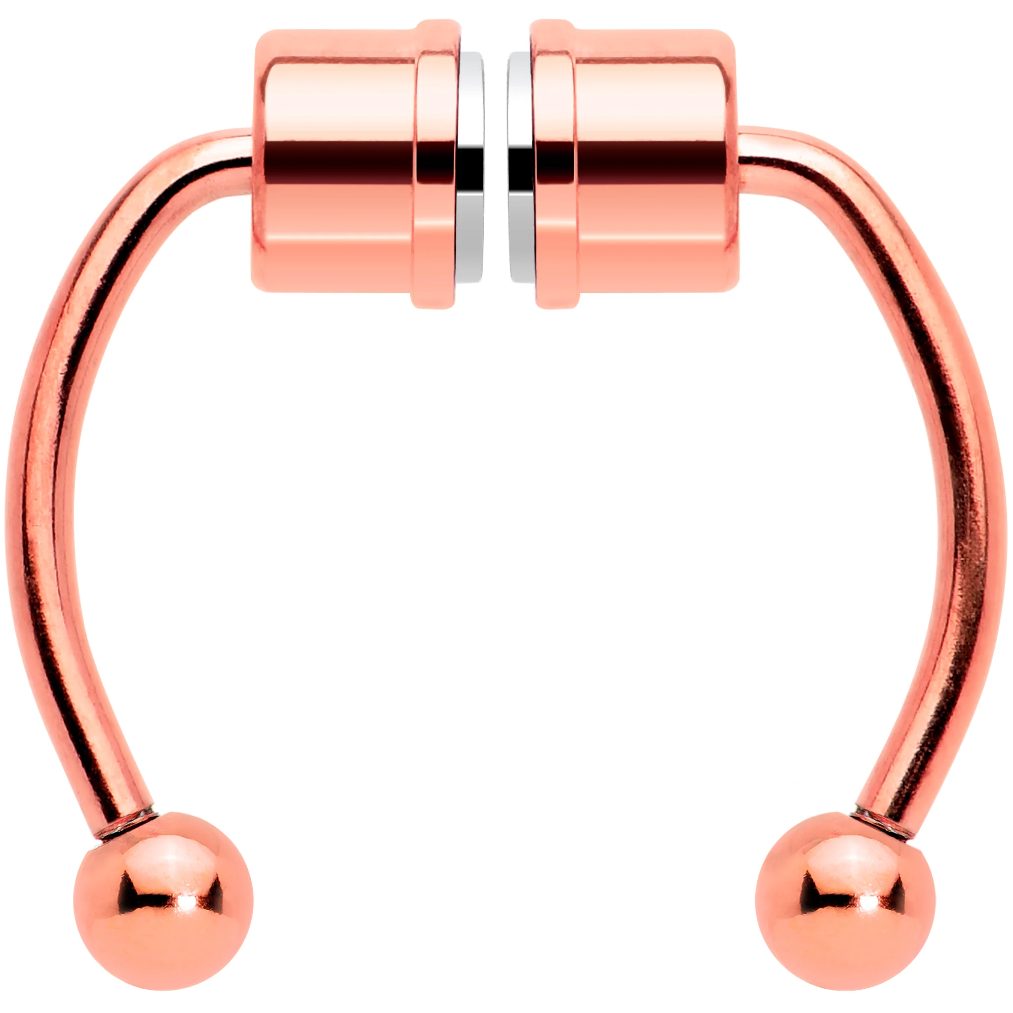 Rose Gold Tone Magnetic Septum Ring Horseshoe Non-Pierced Fake Nose Ring Set - Image 3