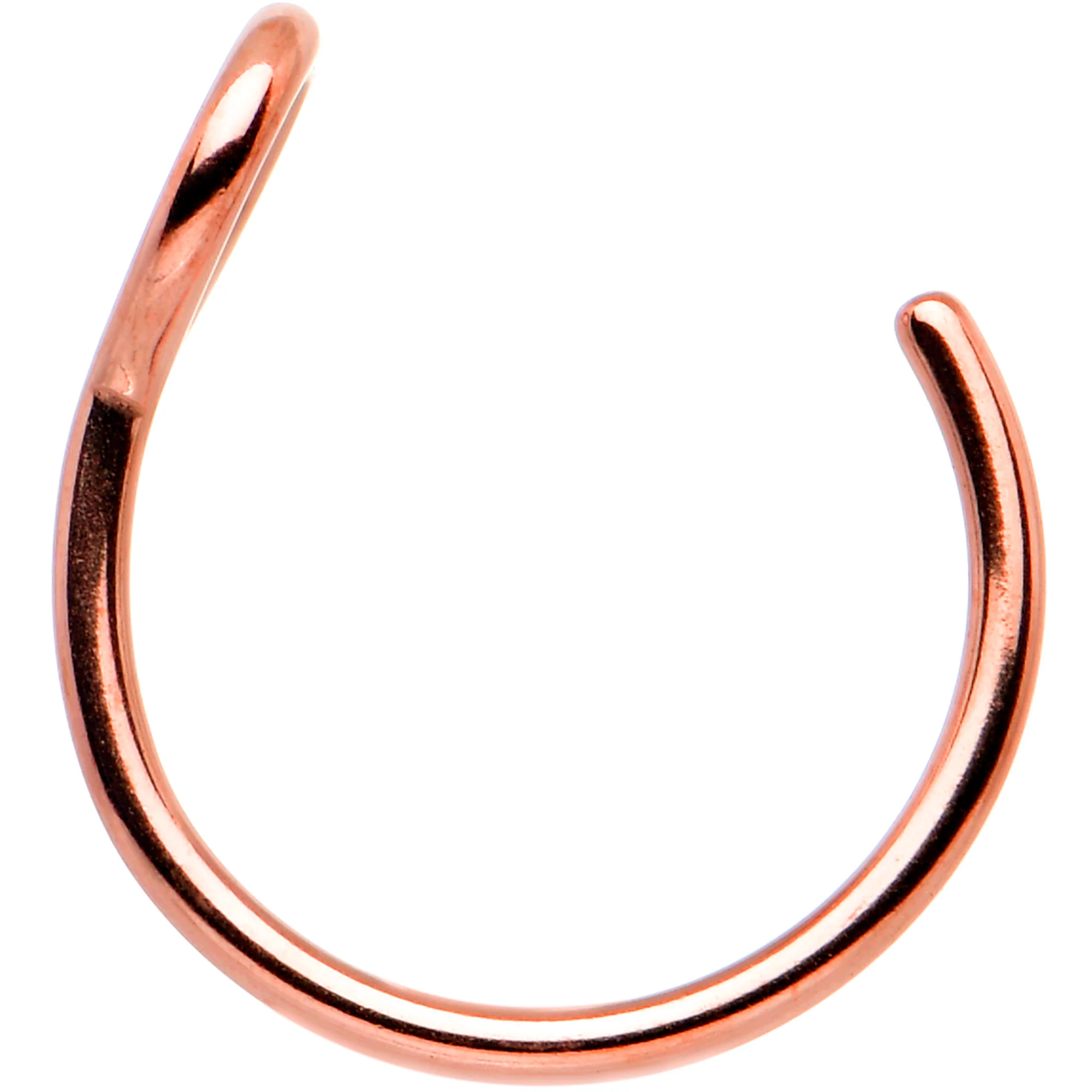 Rose Gold Tone Stainless Steel Clip on Hoop Fake Nose Ring - Image 2