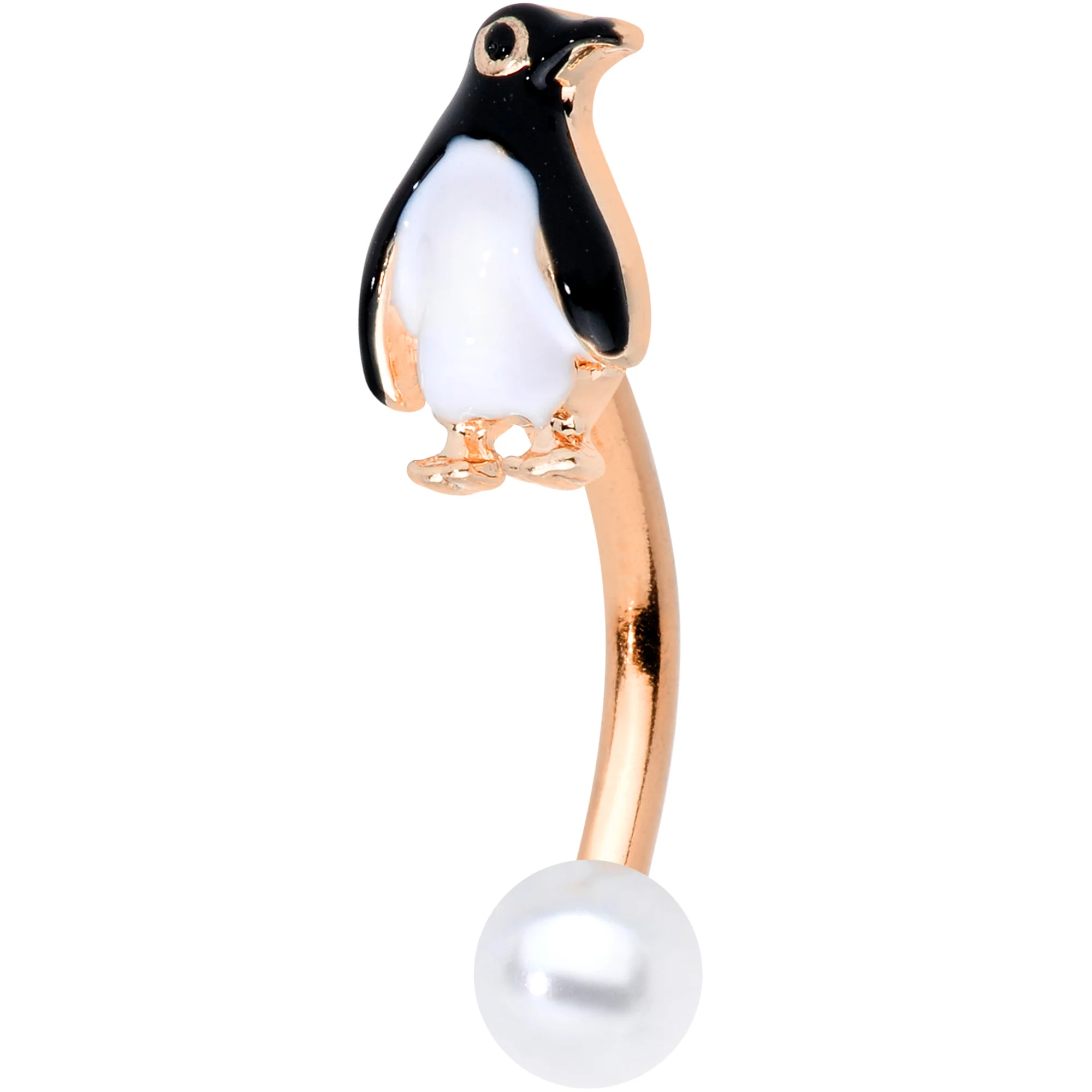 Rose Gold Tone Winter Penguin Christmas Belly Ring Set of 3 - Image 3