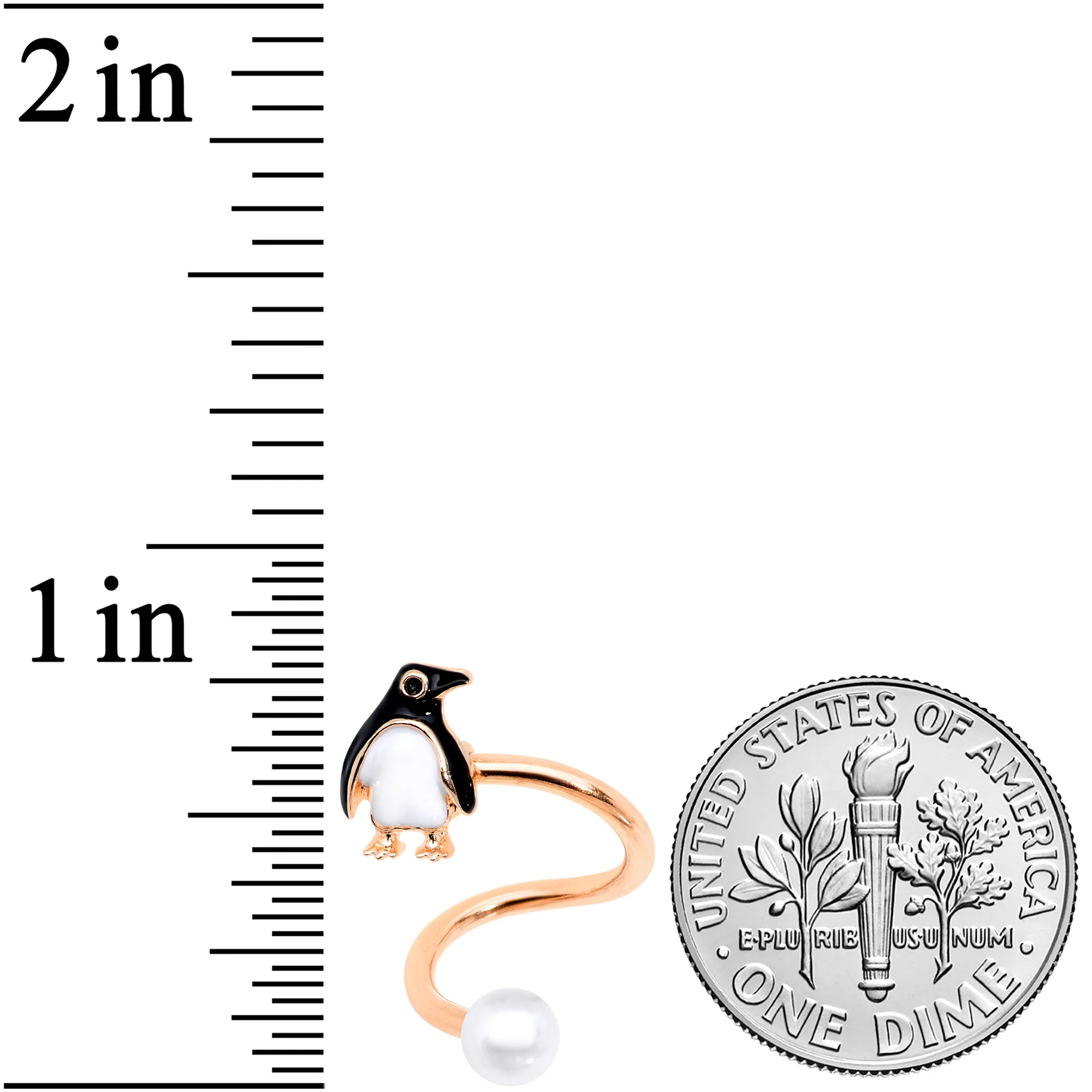 Rose Gold Tone Winter Penguin Christmas Spiral Twister Belly Ring - Image 2