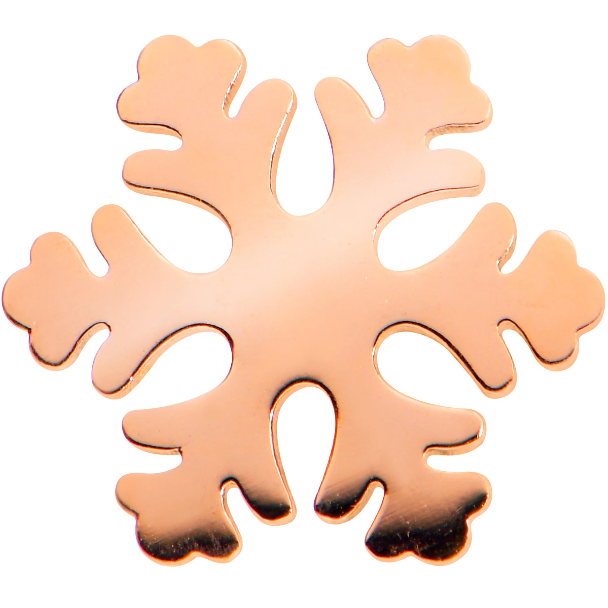 Rose Gold Tone Winter Snowflake Christmas Barbell Tongue Ring - Image 2