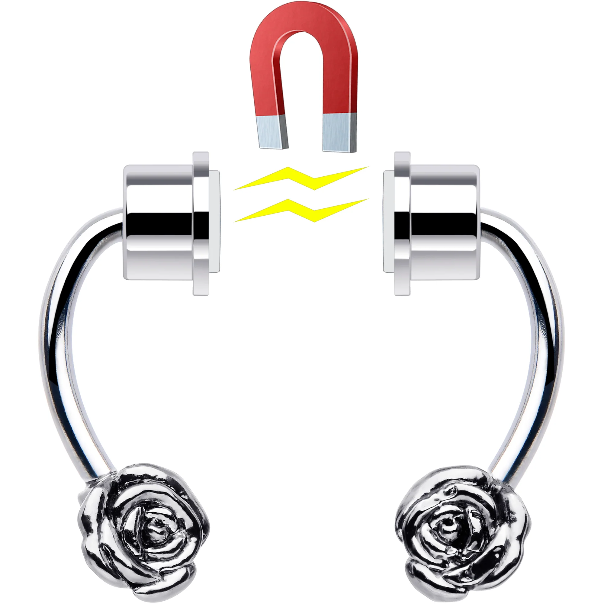 Rose Magnetic Septum Ring Horseshoe Non-Pierced Fake Nose Ring - Image 3