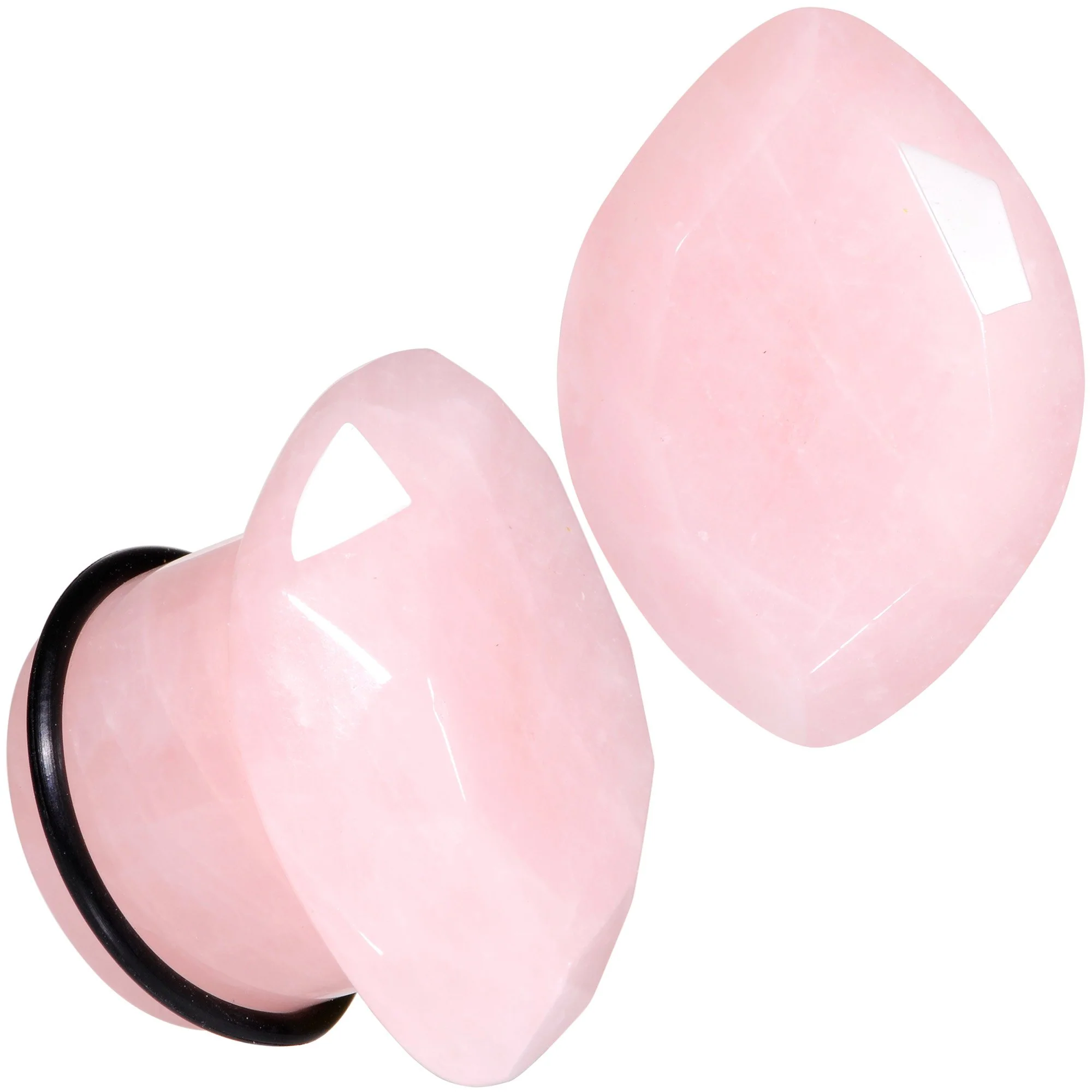 Rose Quartz Faceted Single Flare Plug Set 6mm to 25mm Sizes - Image 10