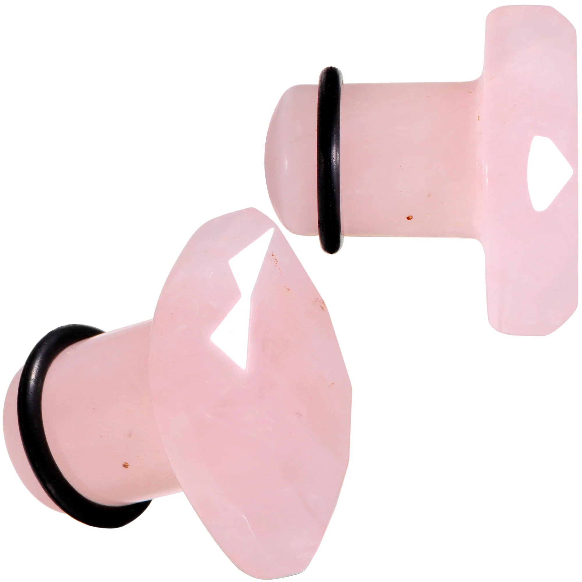 Rose Quartz Faceted Single Flare Plug Set 6mm to 25mm Sizes - Image 3