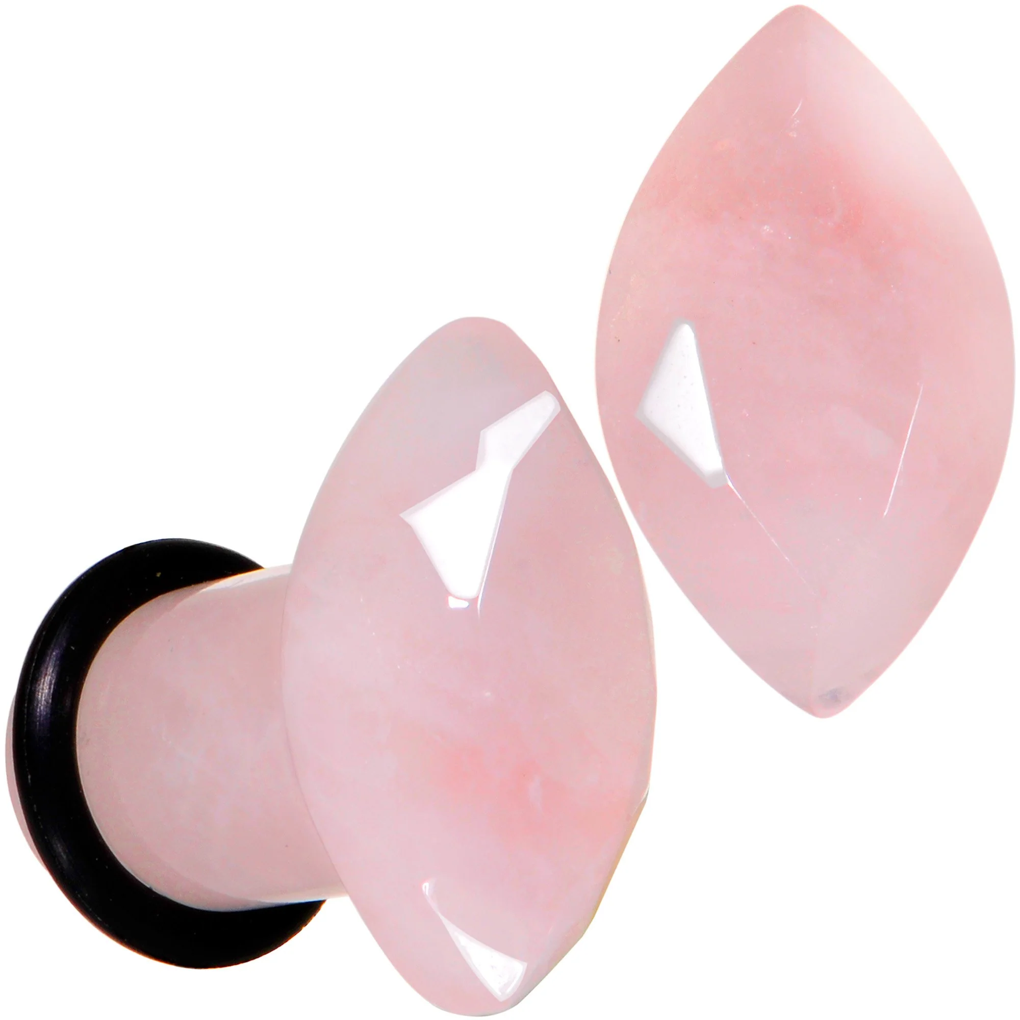 Rose Quartz Faceted Single Flare Plug Set 6mm to 25mm Sizes - Image 5