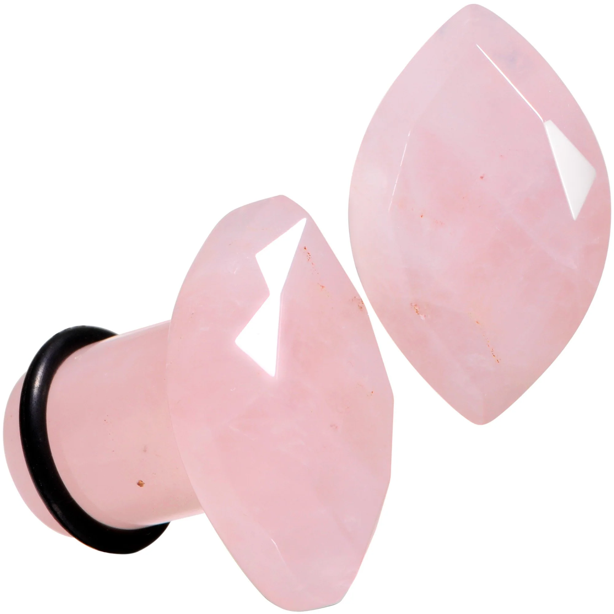 Rose Quartz Faceted Single Flare Plug Set 6mm to 25mm Sizes - Image 6