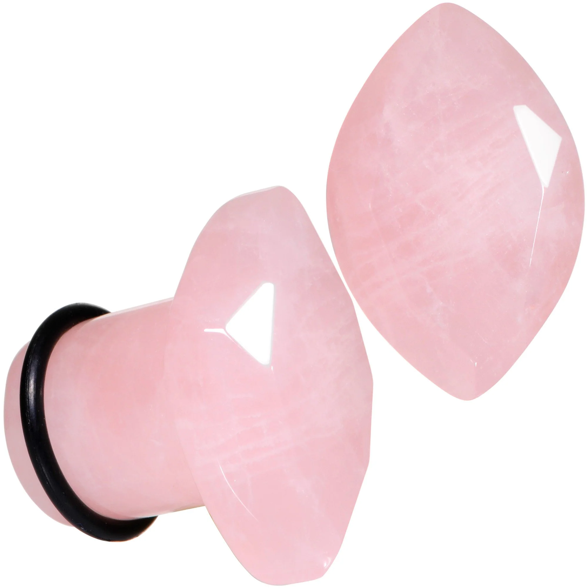 Rose Quartz Faceted Single Flare Plug Set 6mm to 25mm Sizes - Image 7