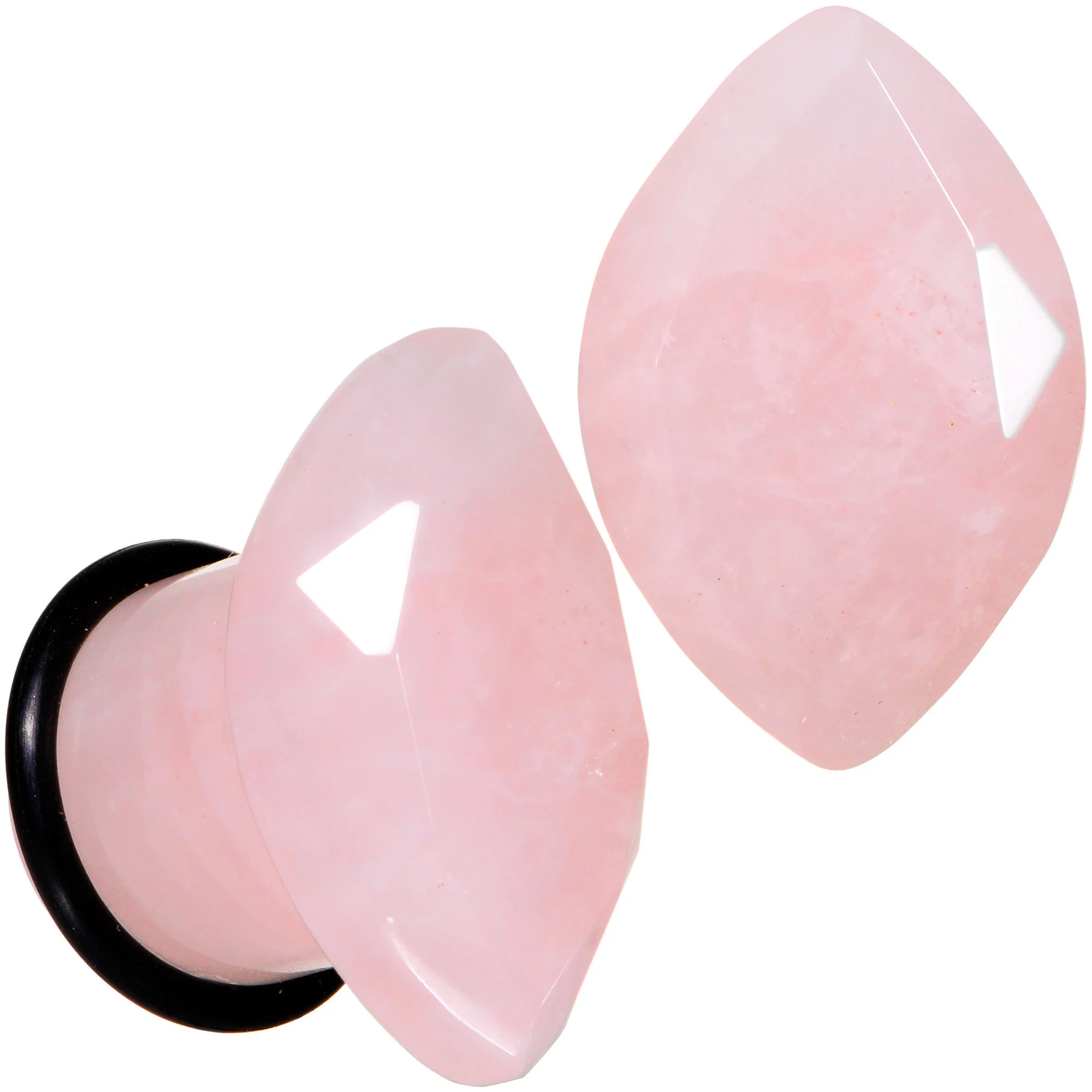Rose Quartz Faceted Single Flare Plug Set 6mm to 25mm Sizes - Image 8