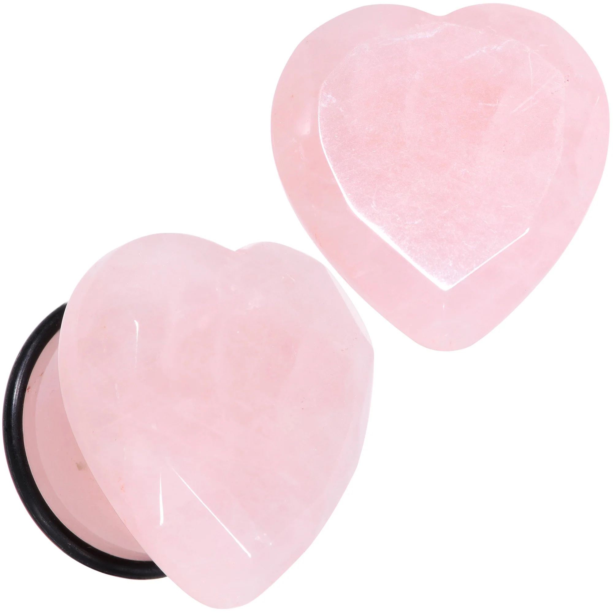 Rose Flower Quartz Stone Faceted Heart Single Flare Plug Set 6mm to 25mm - Image 10