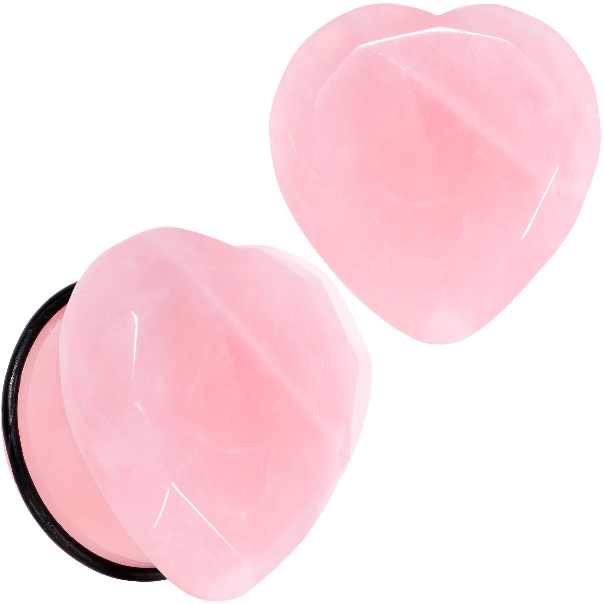 Rose Flower Quartz Stone Faceted Heart Single Flare Plug Set 6mm to 25mm - Image 12
