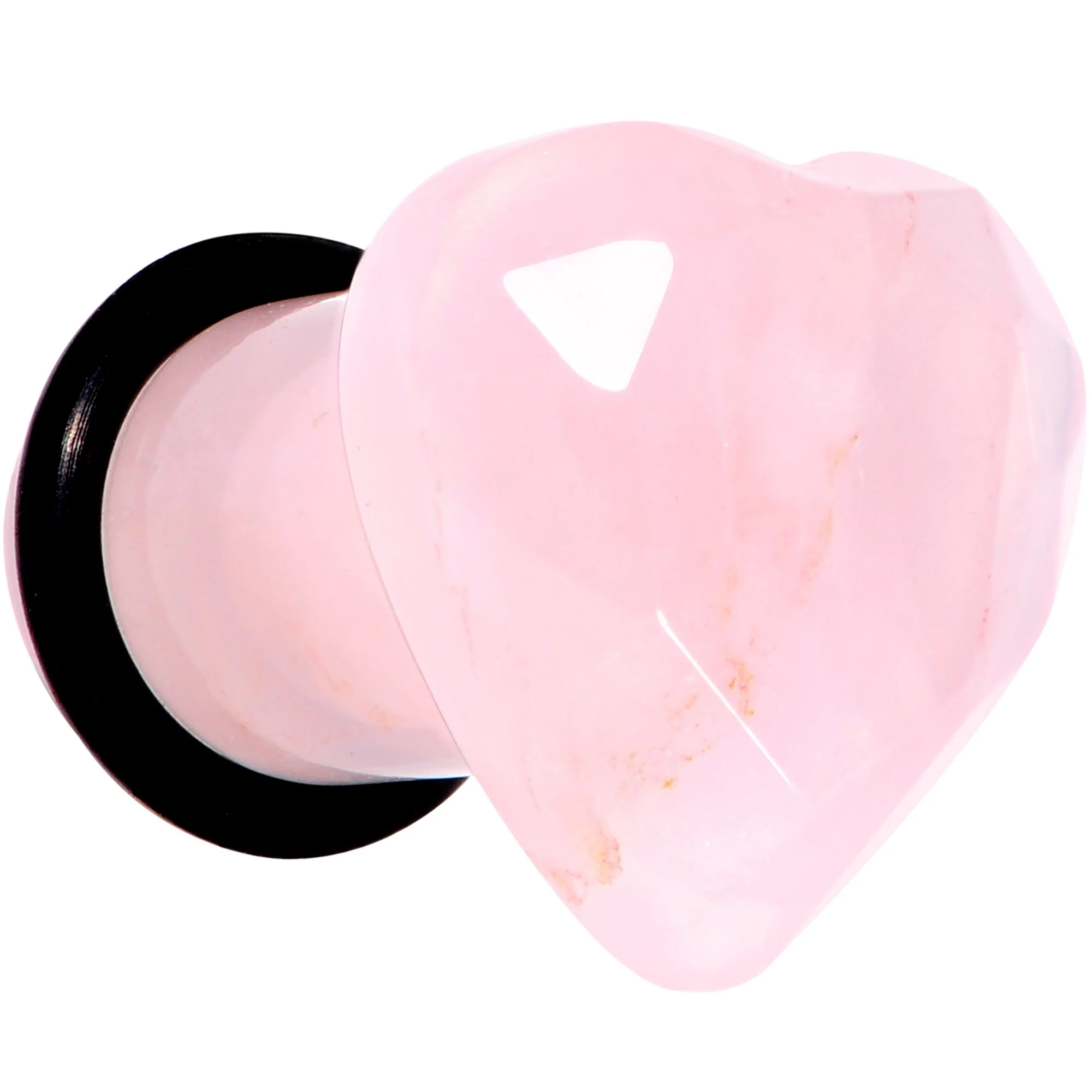 Rose Flower Quartz Stone Faceted Heart Single Flare Plug Set 6mm to 25mm - Image 2