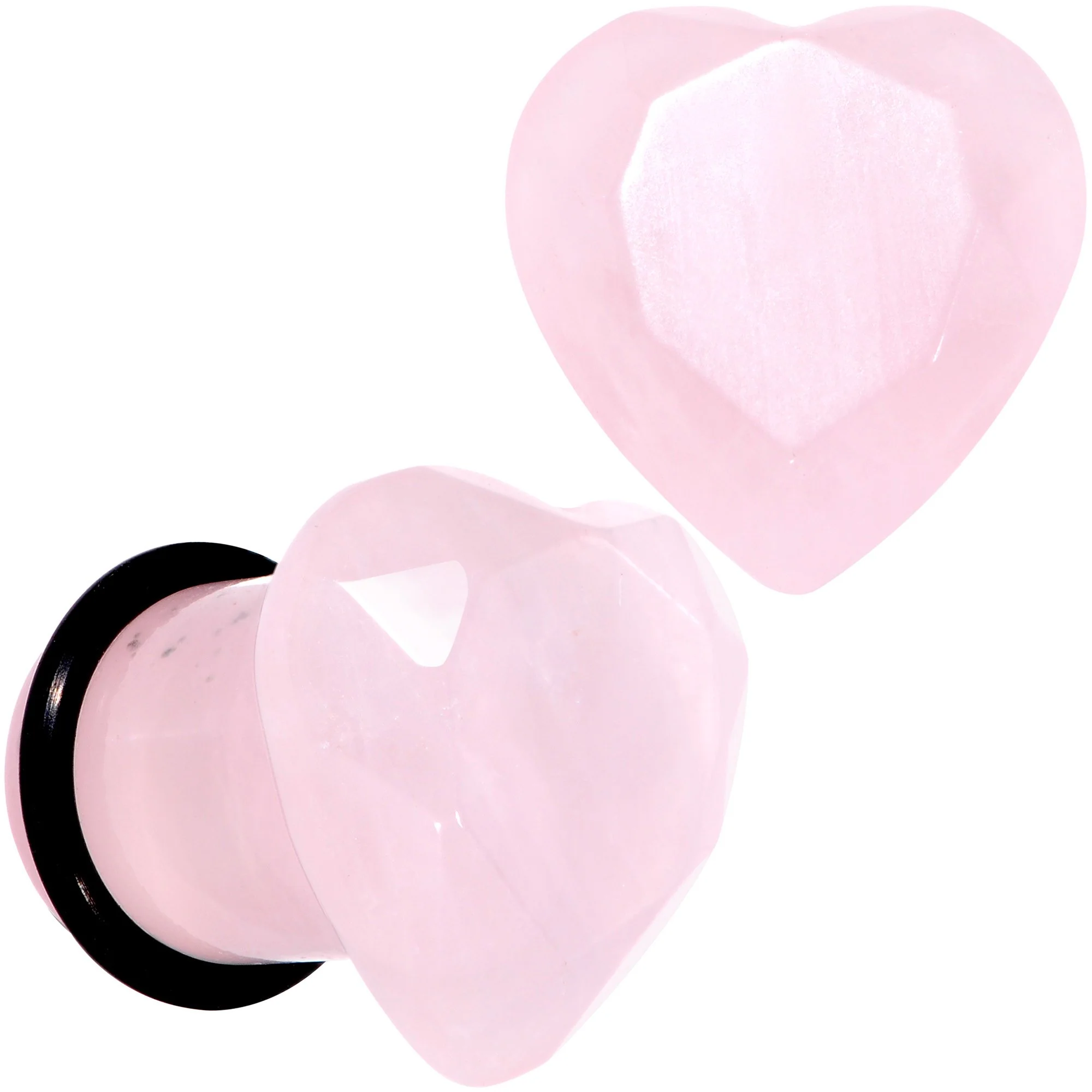 Rose Flower Quartz Stone Faceted Heart Single Flare Plug Set 6mm to 25mm - Image 5