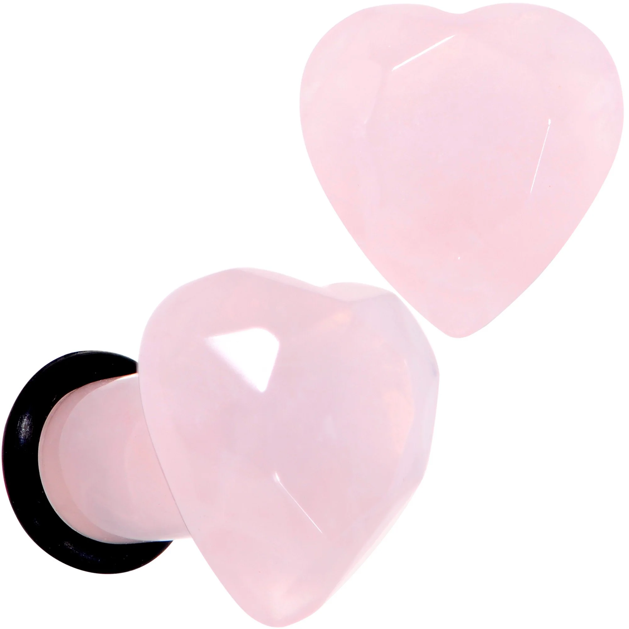 Rose Flower Quartz Stone Faceted Heart Single Flare Plug Set 6mm to 25mm - Image 6