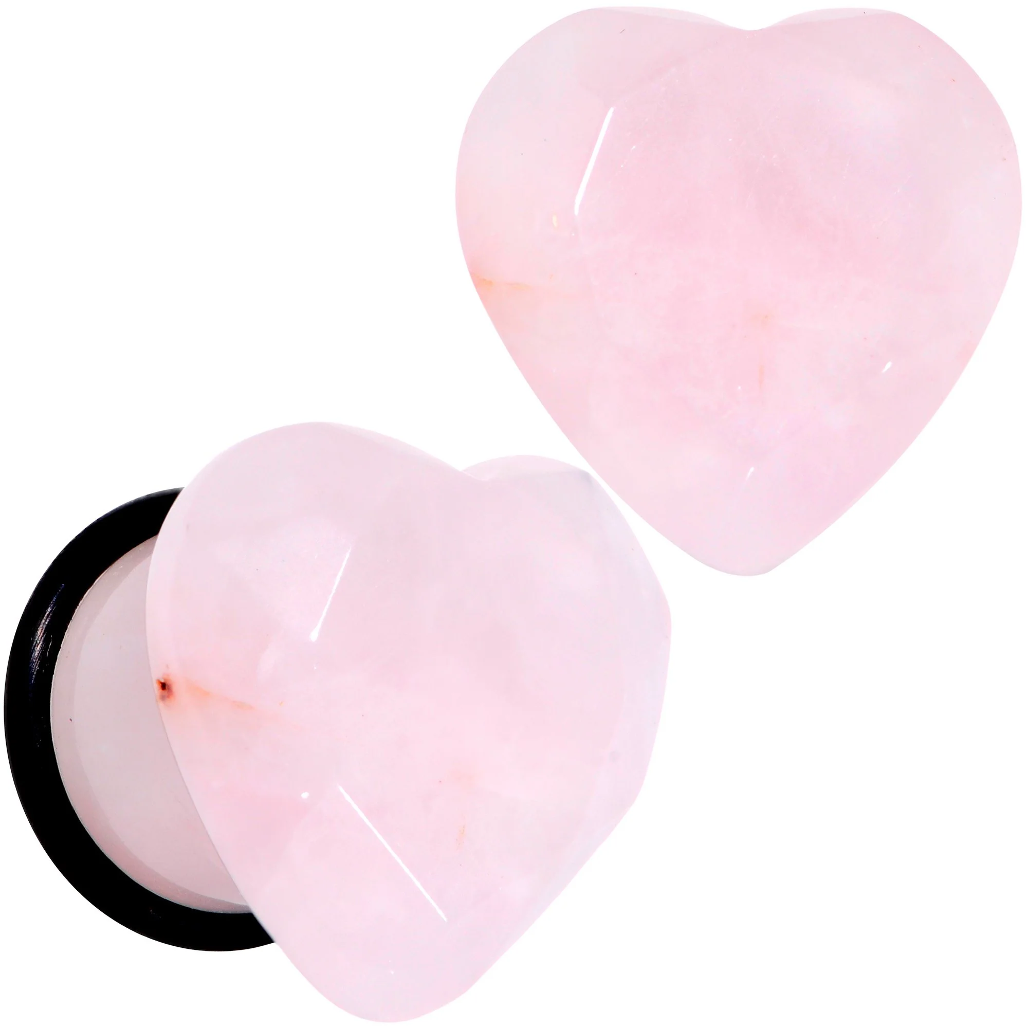 Rose Flower Quartz Stone Faceted Heart Single Flare Plug Set 6mm to 25mm - Image 7