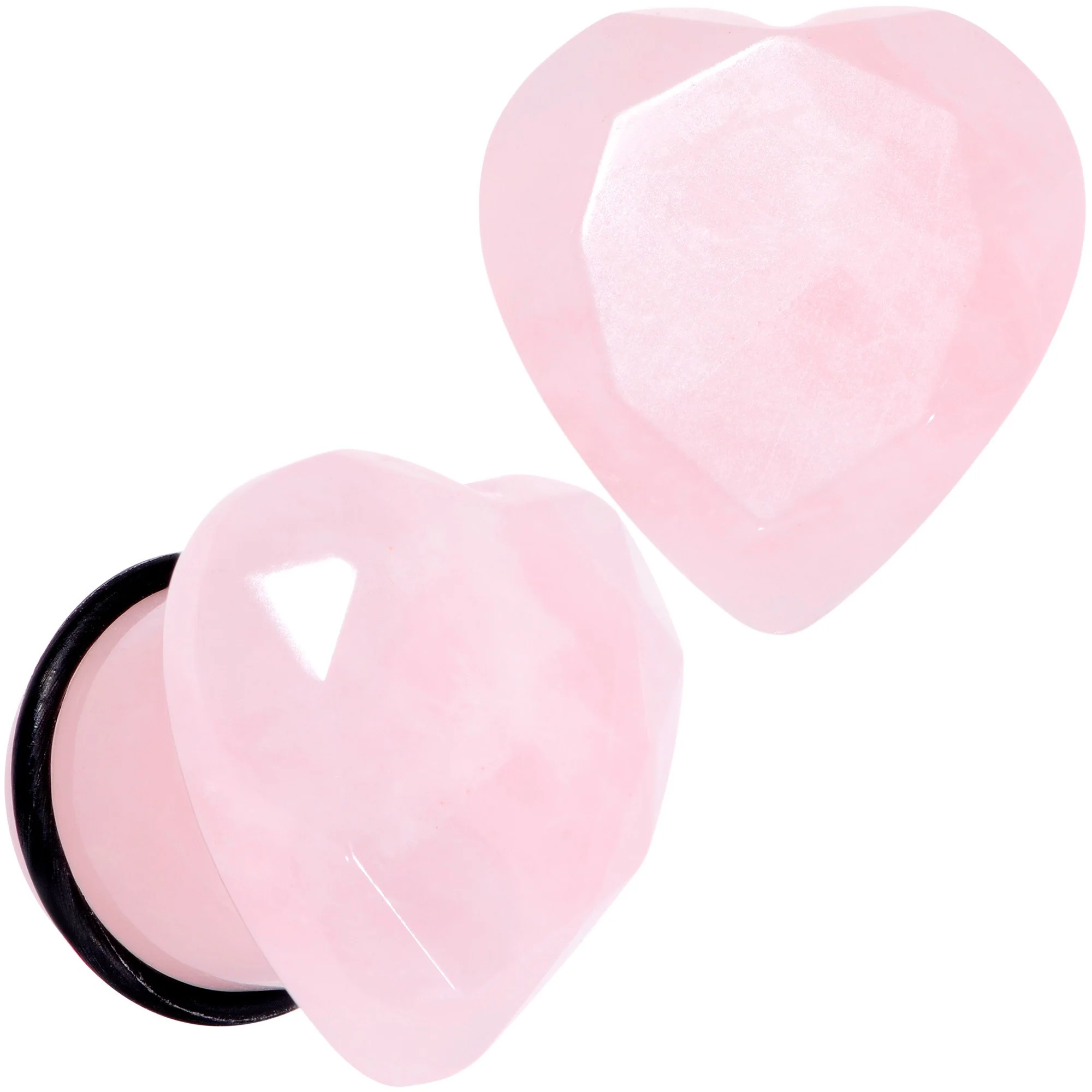 Rose Flower Quartz Stone Faceted Heart Single Flare Plug Set 6mm to 25mm - Image 8