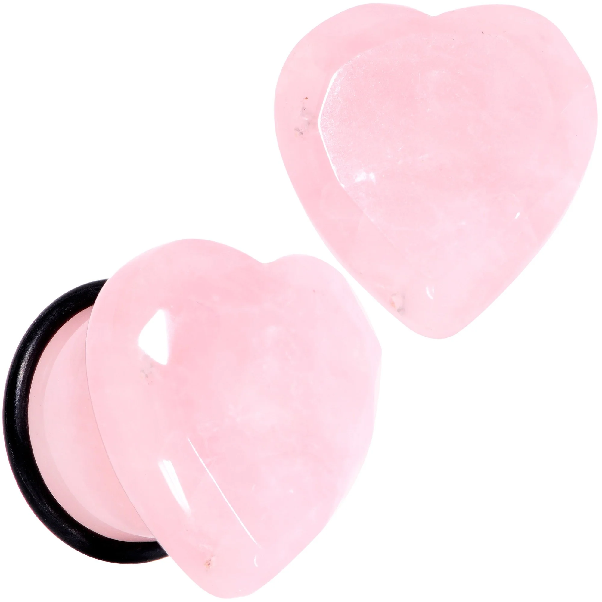 Rose Flower Quartz Stone Faceted Heart Single Flare Plug Set 6mm to 25mm - Image 9