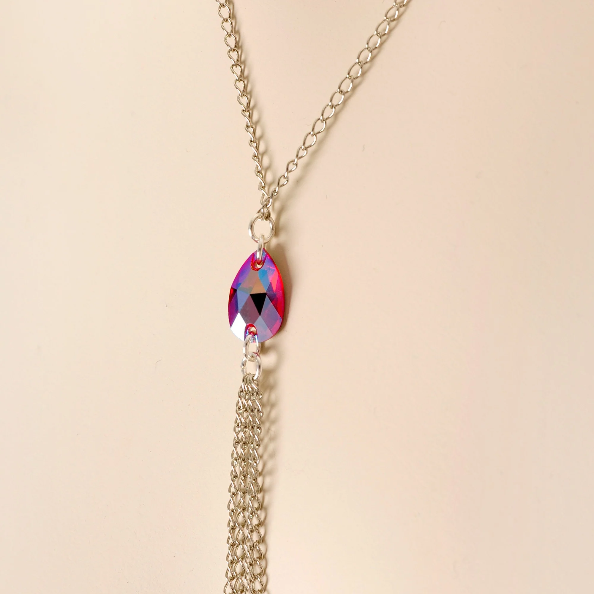 Rue Red Gem Necklace to Nipple Chain Created with Crystals - Image 4