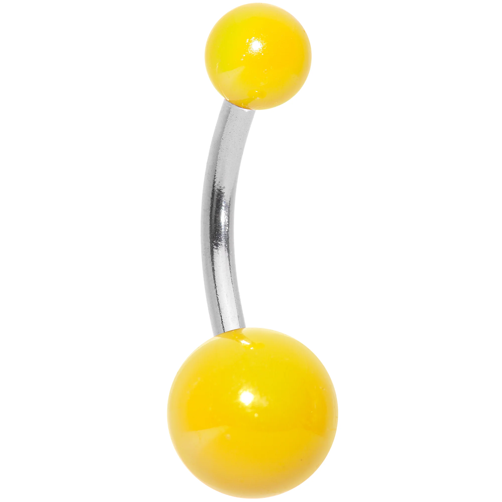 Sandblasted and Yellow UV Glow Sunflower Belly Ring Set of 3 - Image 5