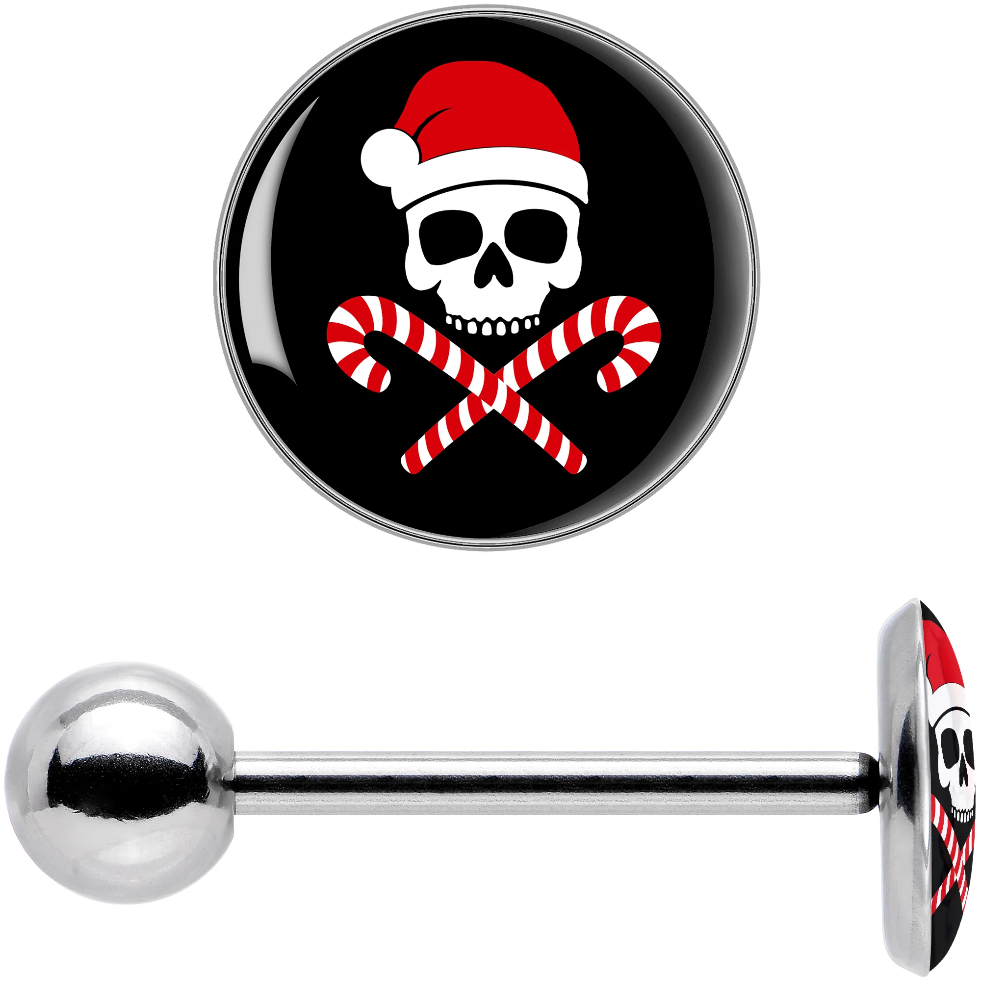 Santa Pirate Candy Cane Barbell Tongue Ring by Onyx O - Image 7
