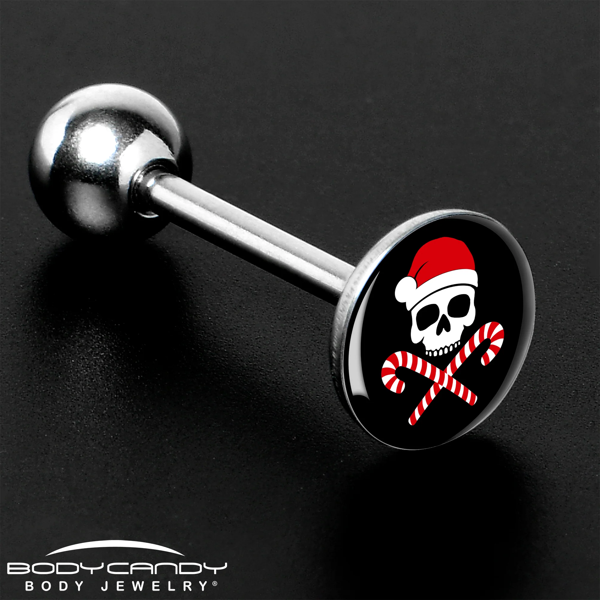 Santa Pirate Candy Cane Barbell Tongue Ring by Onyx O - Image 8