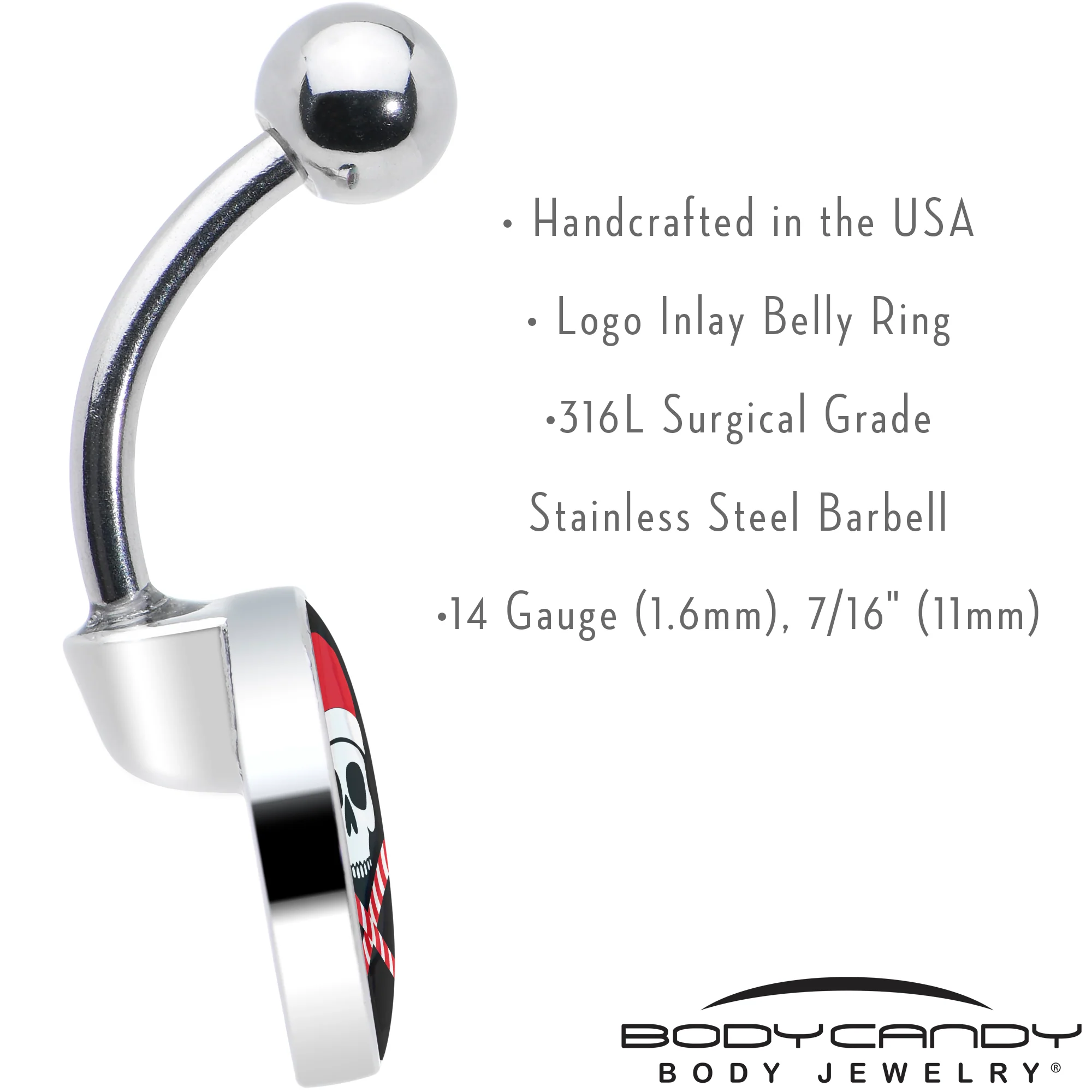 Santa Pirate Candy Cane Skull Belly Ring by Onyx O - Image 7