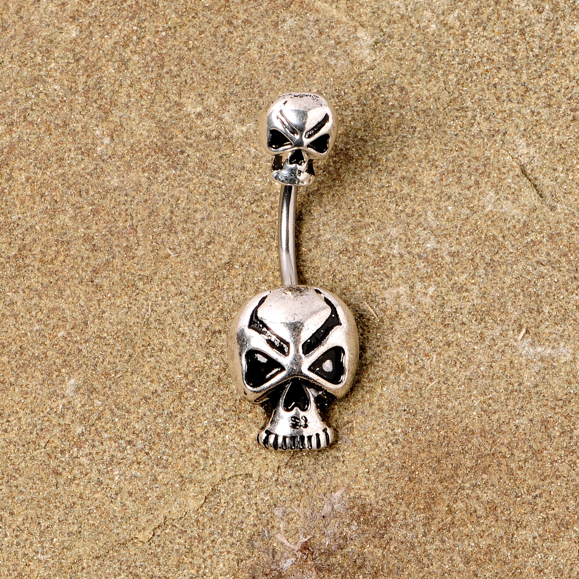 Scary Double Skull Halloween Double Mount Belly Ring - Image 5