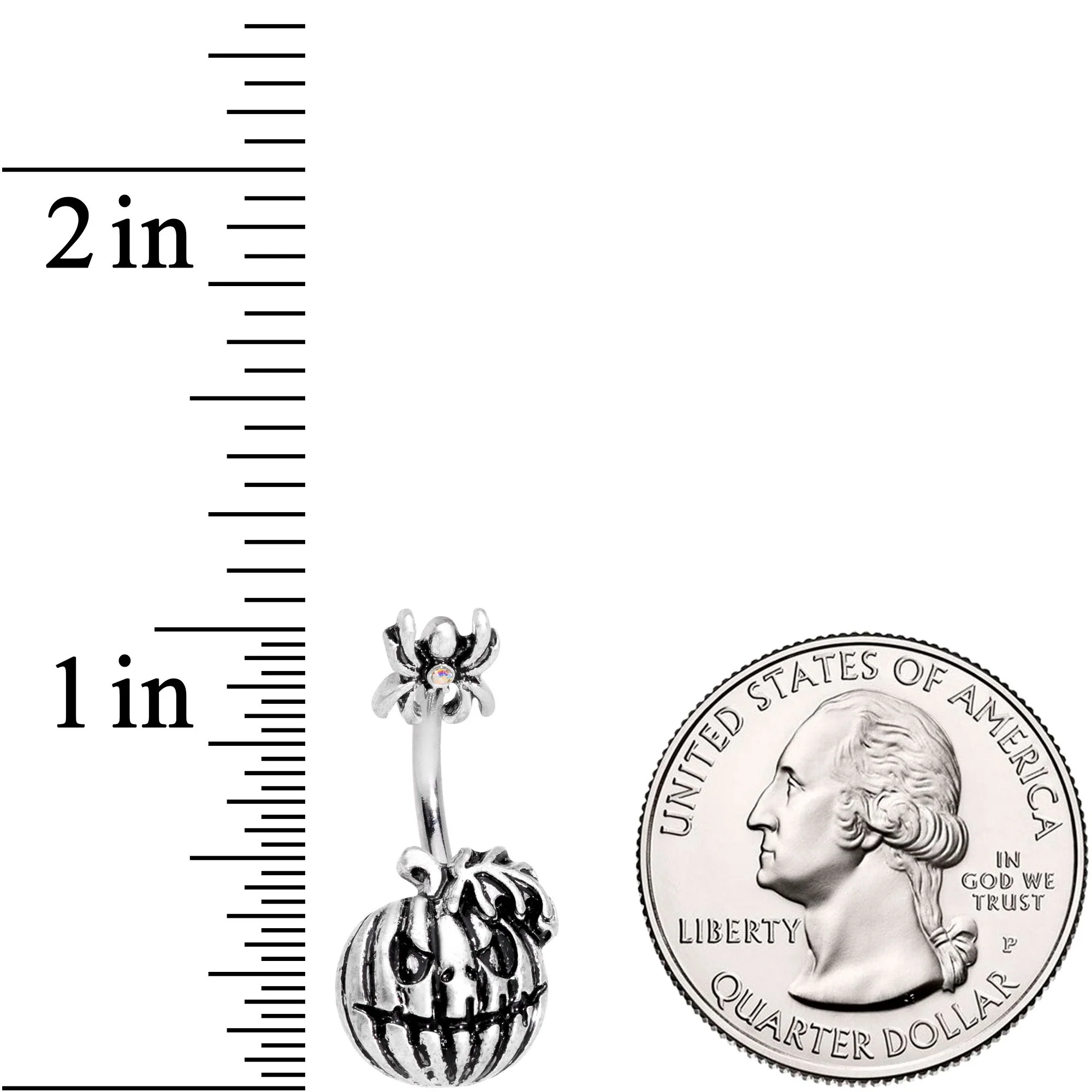 Scary Spider Jack O Lantern Double Mount Belly Ring - Image 2