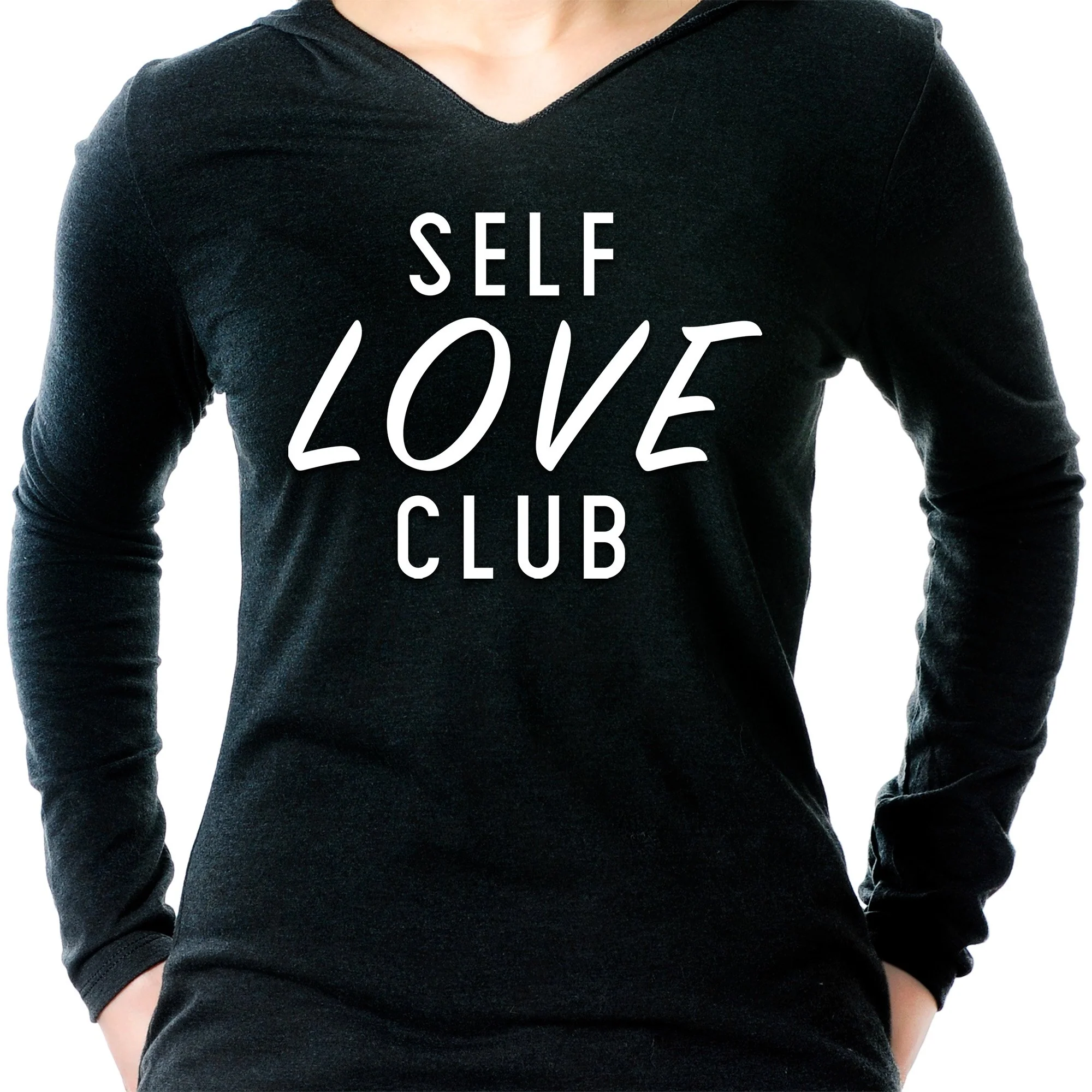 Self Love Club Black Tapered Long Sleeve Hoodie - Image 3