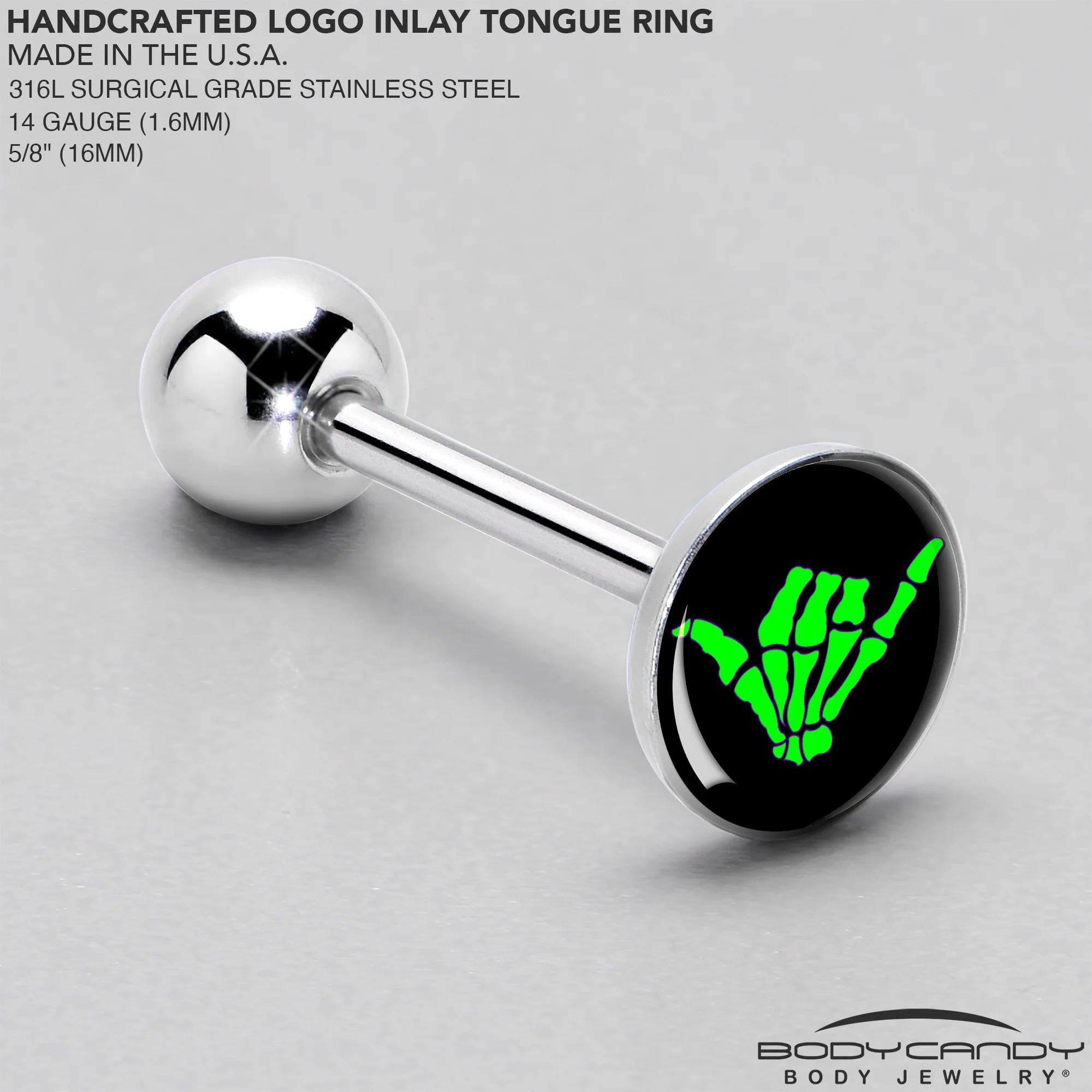 Shaka Hand Barbell Tongue Ring by Onyx O - Image 4