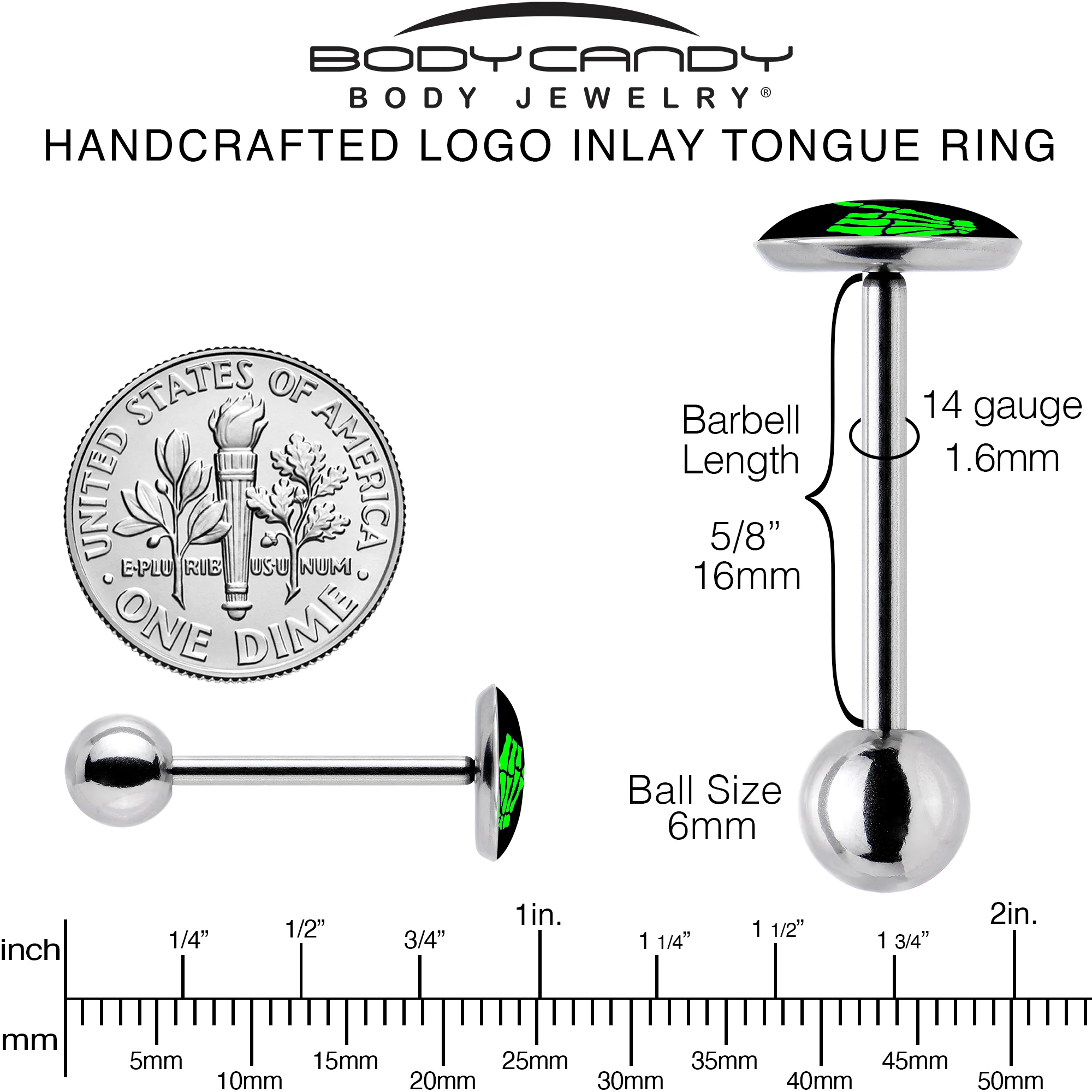 Shaka Hand Barbell Tongue Ring by Onyx O - Image 5