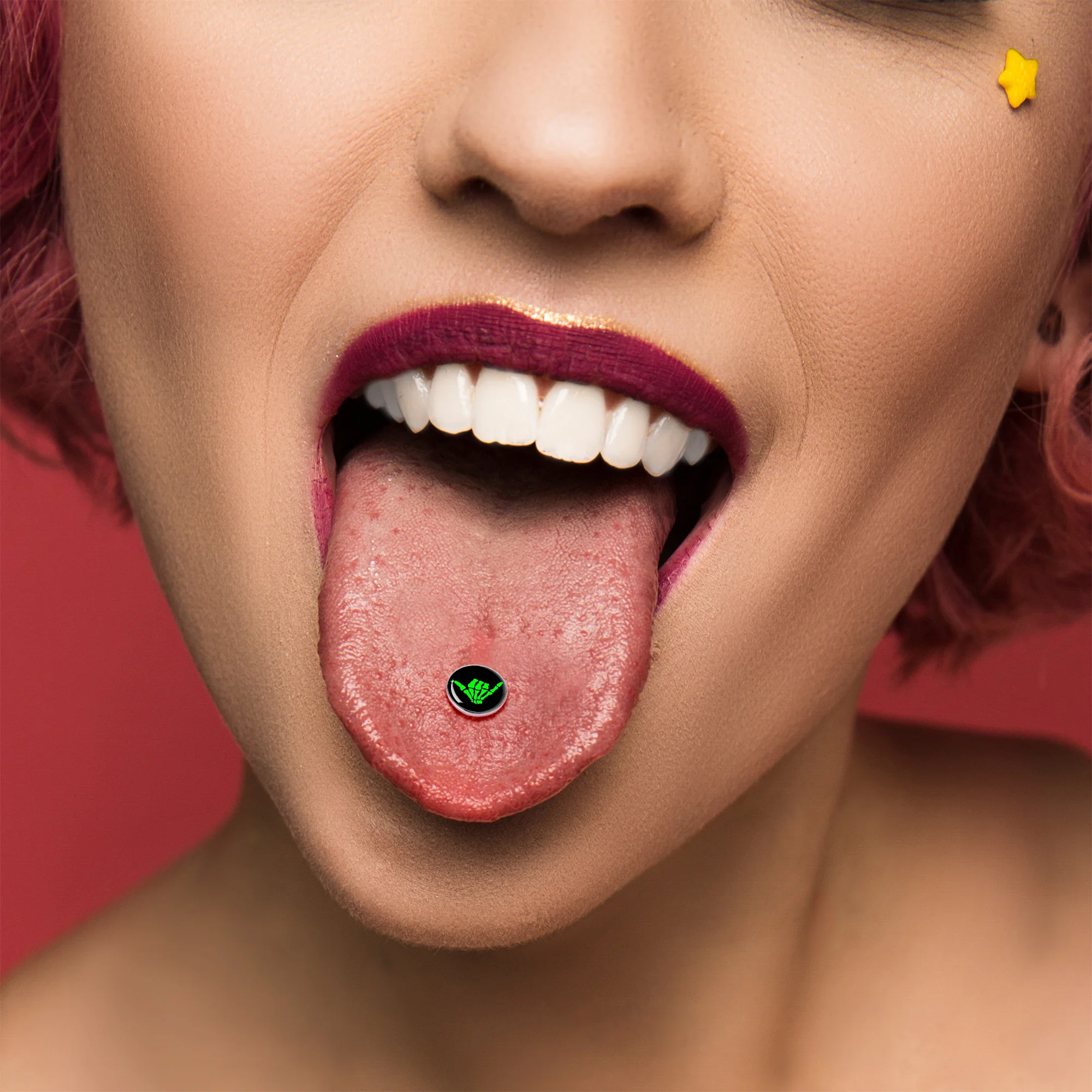 Shaka Hand Barbell Tongue Ring by Onyx O - Image 6
