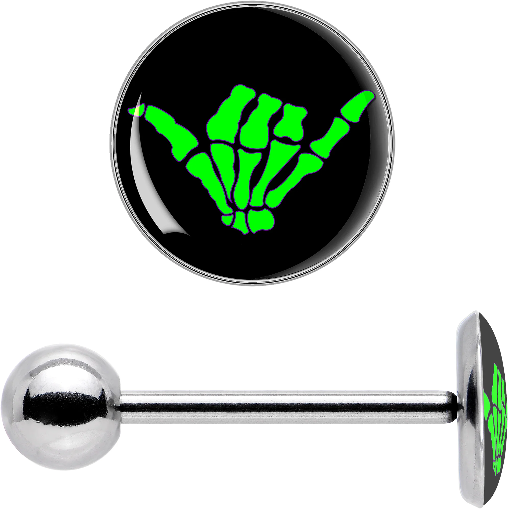 Shaka Hand Barbell Tongue Ring by Onyx O - Image 7