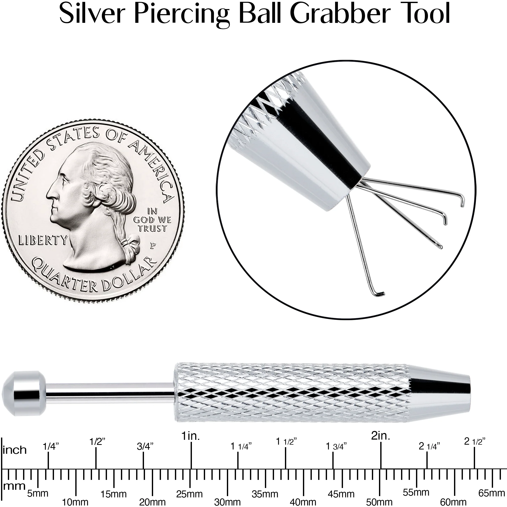 Silver Piercing Ball Grabber Tool 2.48 Inch Length - Image 2