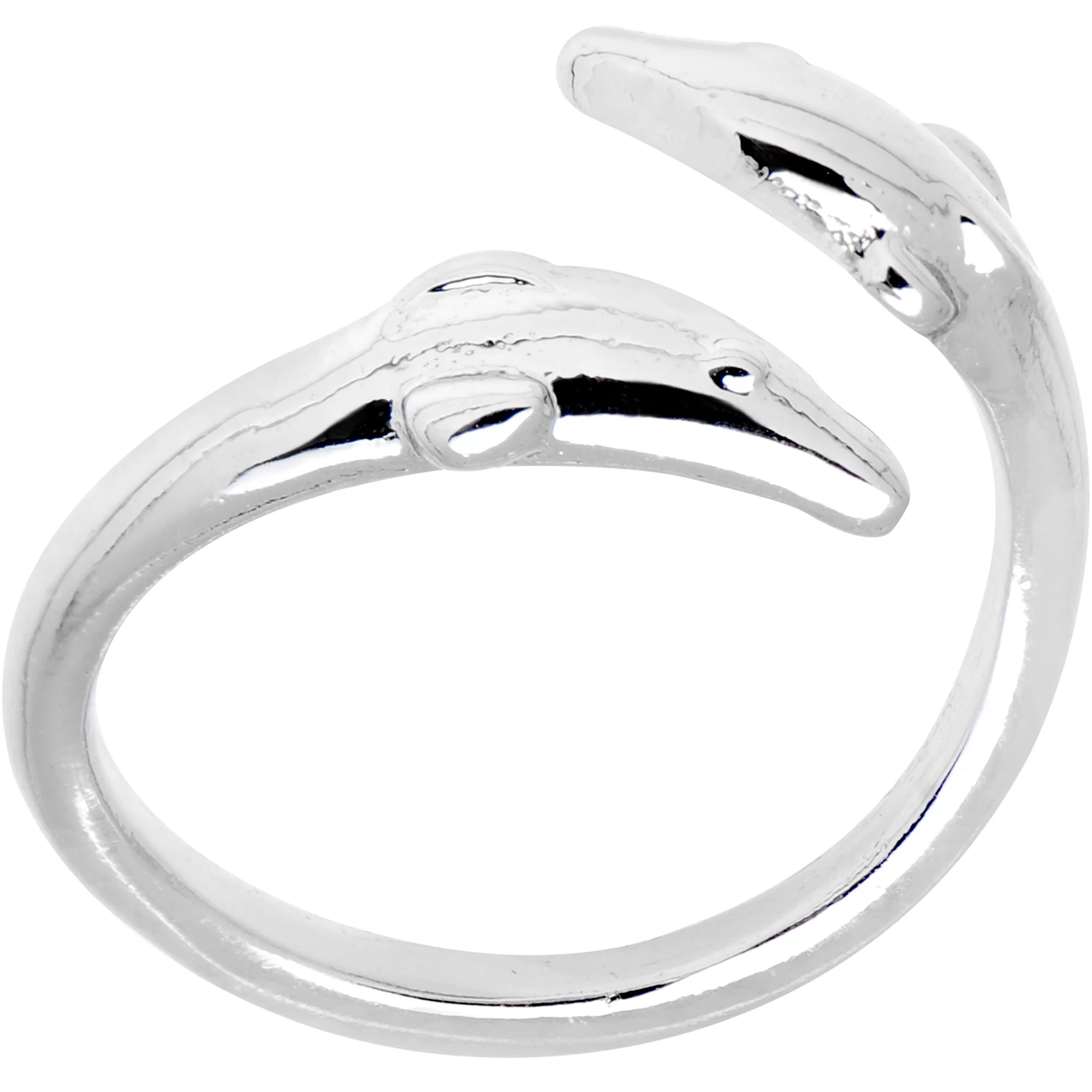 Silver Plated Double Dolphin Toe Ring - Image 3