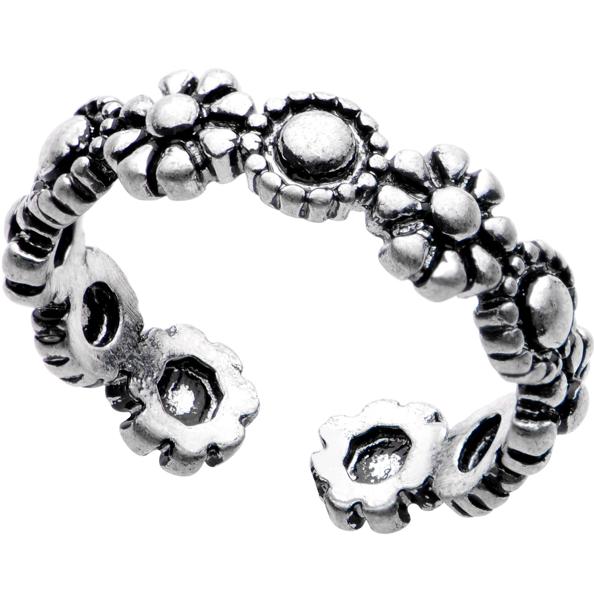 Silver Plated Flower Crown Toe Ring