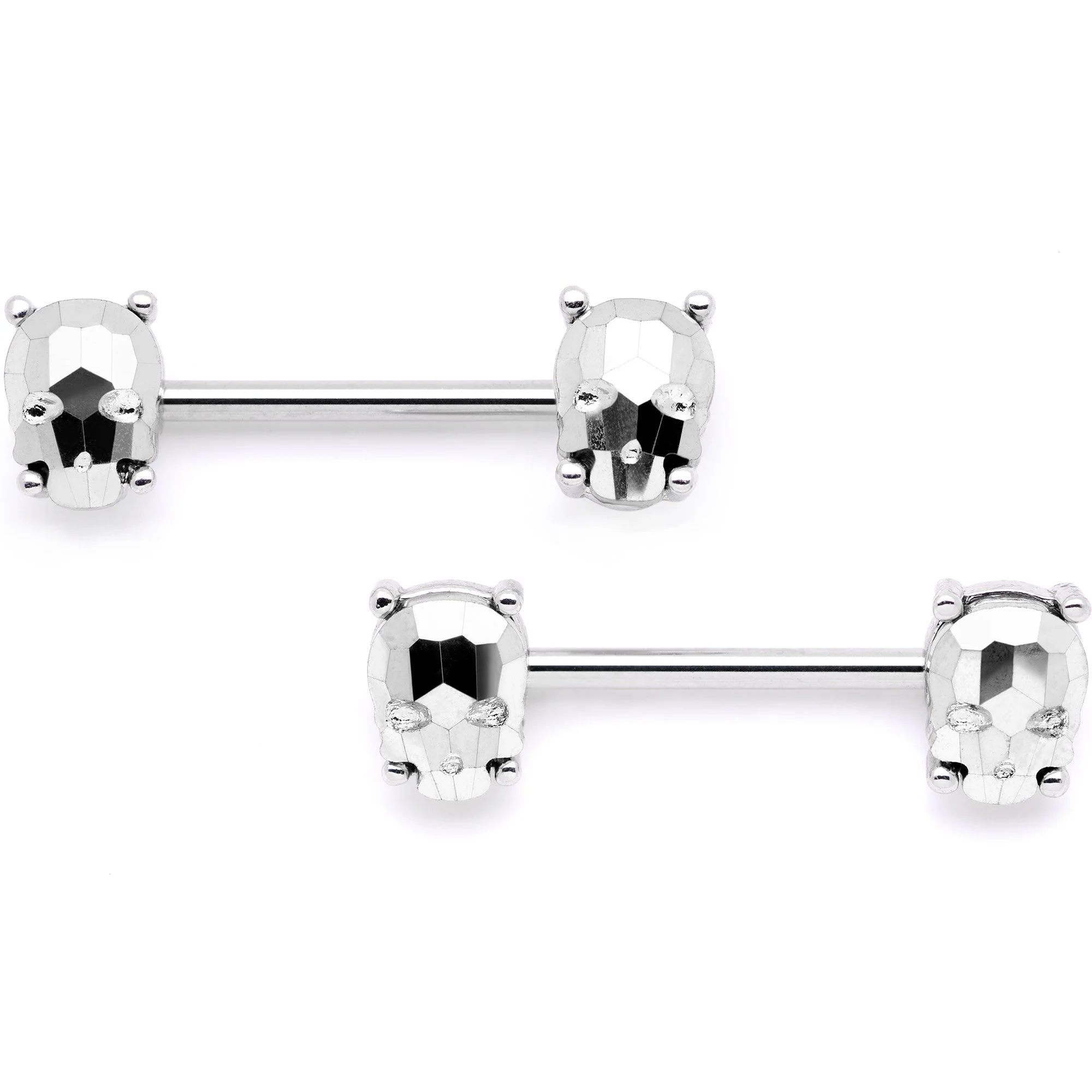 14G 9/16 1/2 Sugar Skull Captive Ring Barbell Nipple Ring Set - Image 2