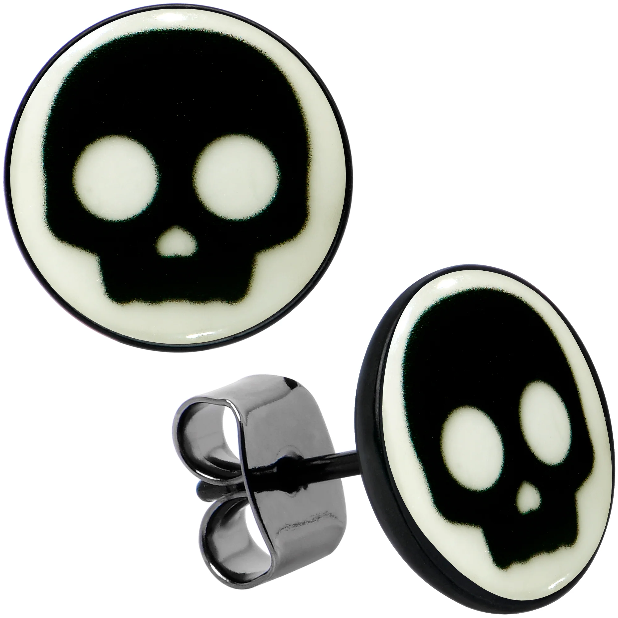 Simple Skull Glow in the Dark Stud Earrings by Onyx O - Image 9