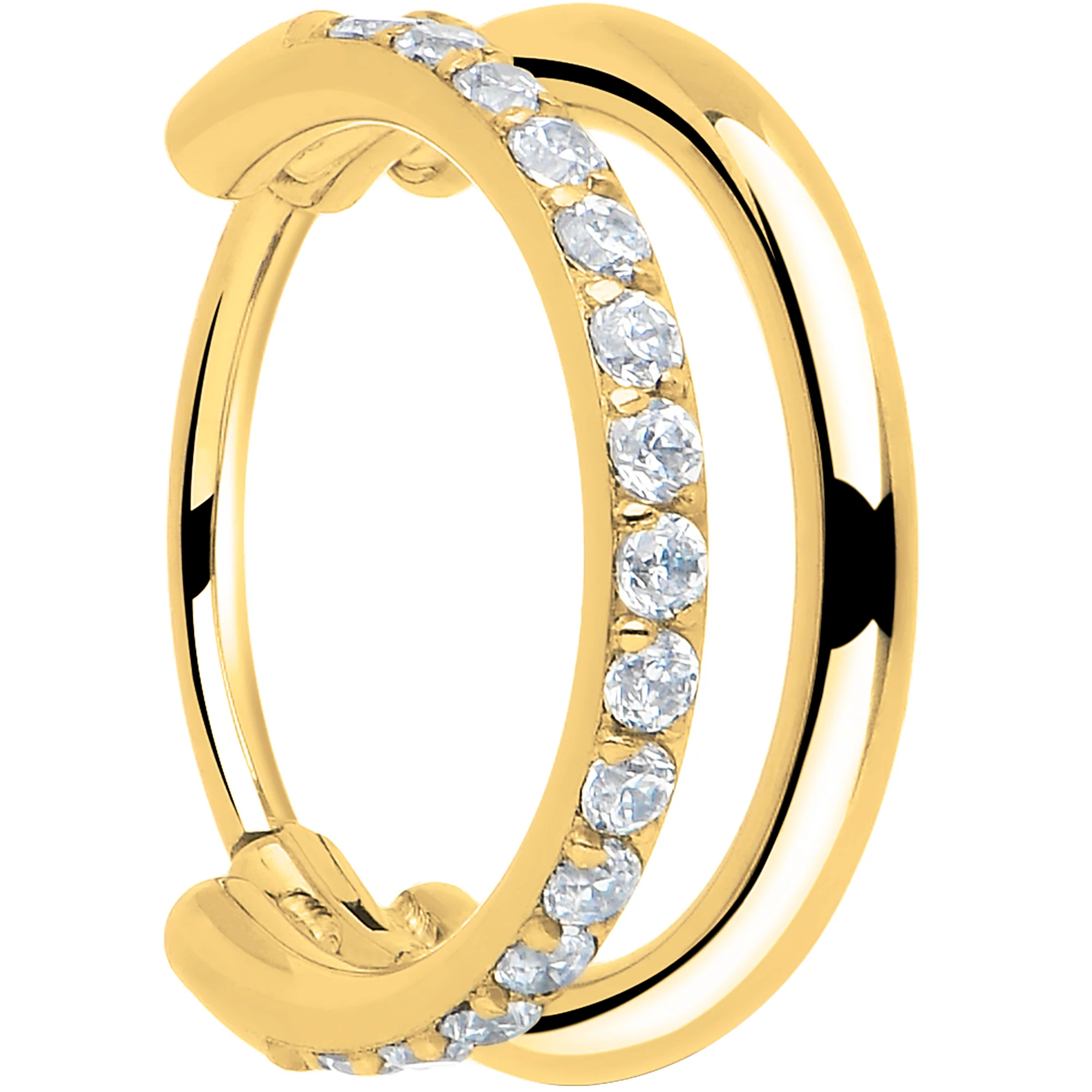 Single Row Micro Gem Implant Grade Titanium Hinged Double Hoop Nose Ring - Image 11