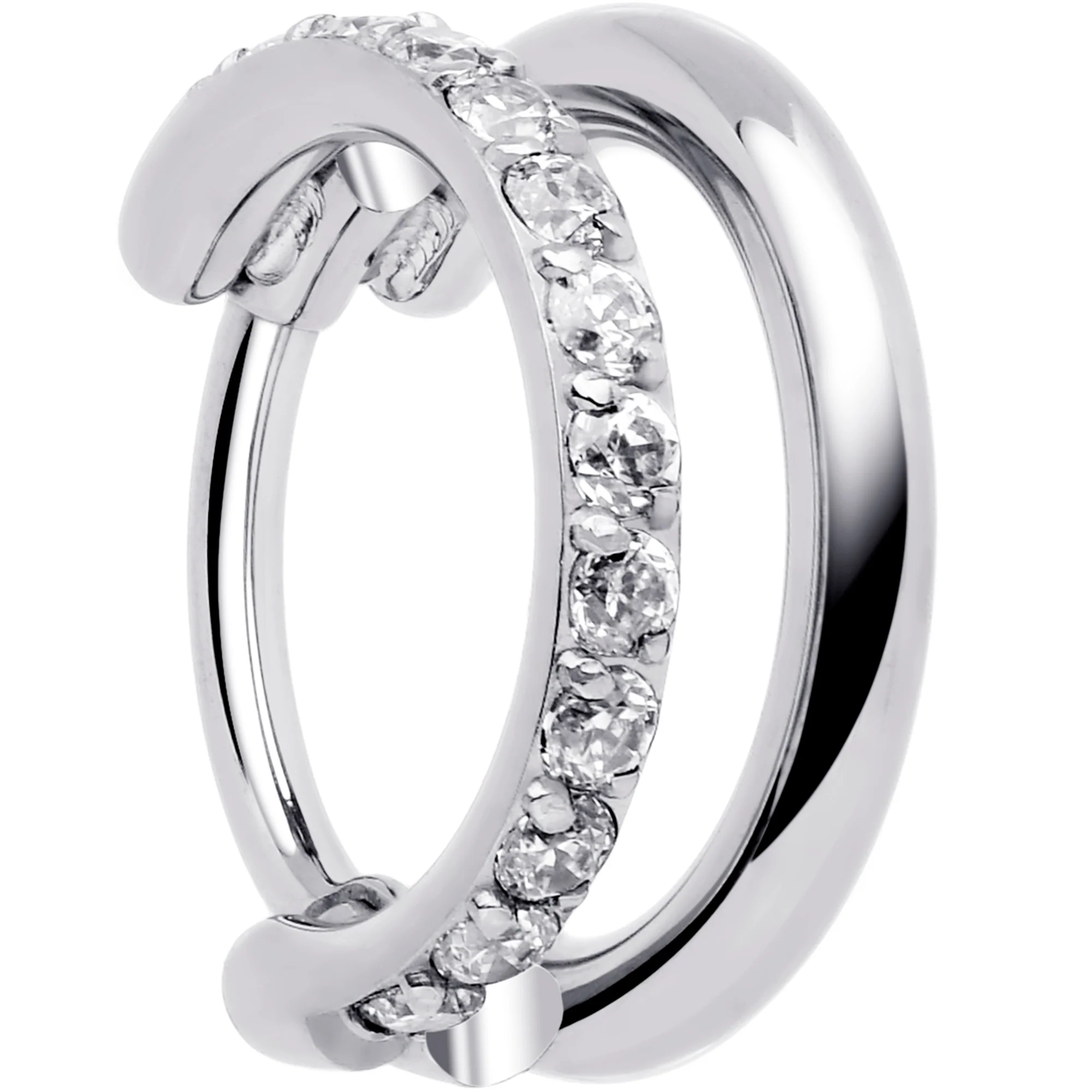 Single Row Micro Gem Implant Grade Titanium Hinged Double Hoop Nose Ring - Image 12