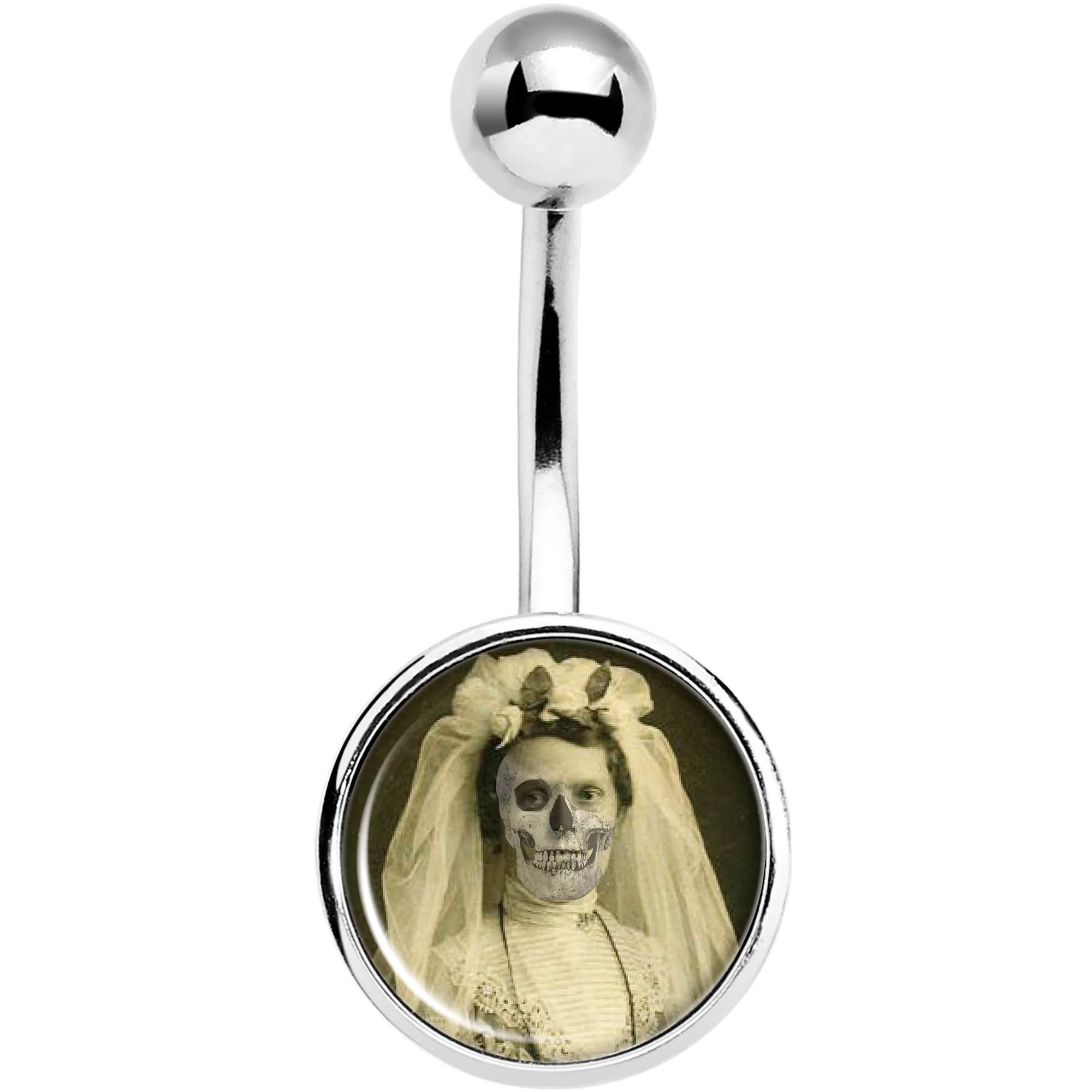Skeleton Bride Halloween Belly Ring - Image 2