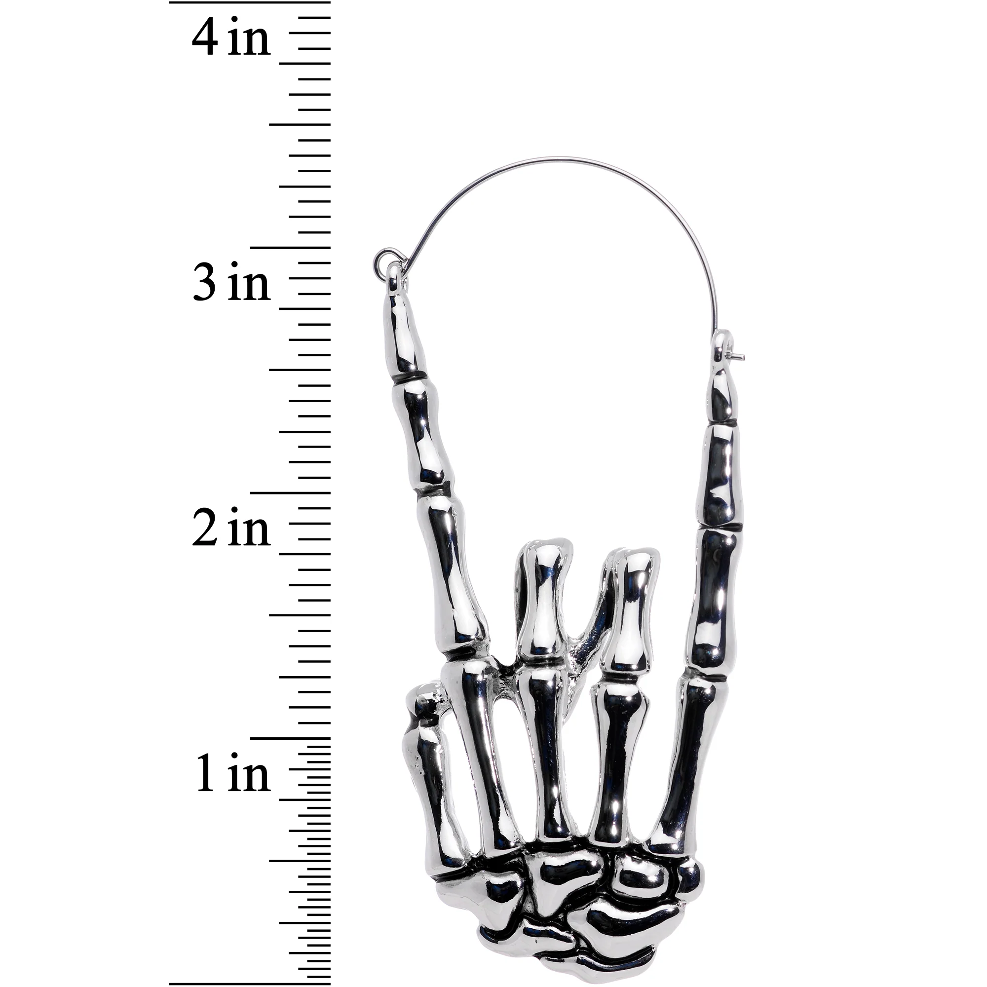 Skeleton Hands Devil Horn Tunnel Plug Earrings - Image 4