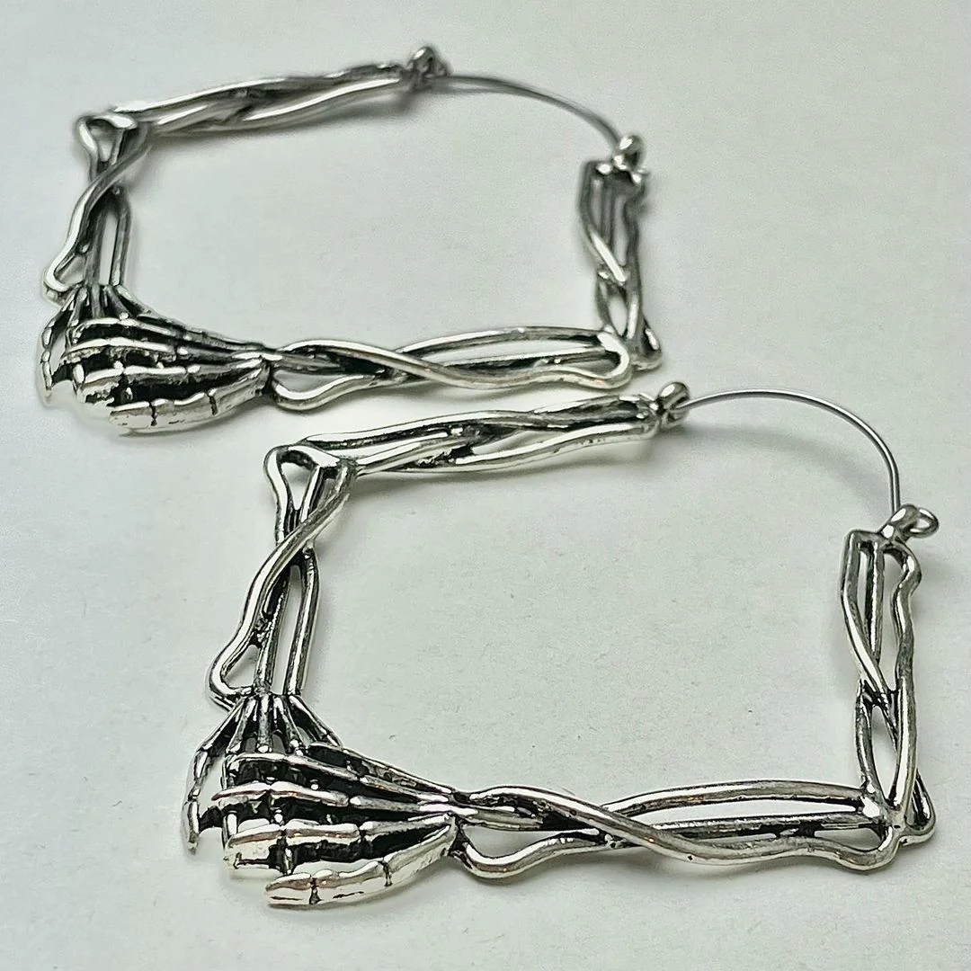 Skeletons Holding Hands Halloween Tunnel Plug Earrings - Image 2