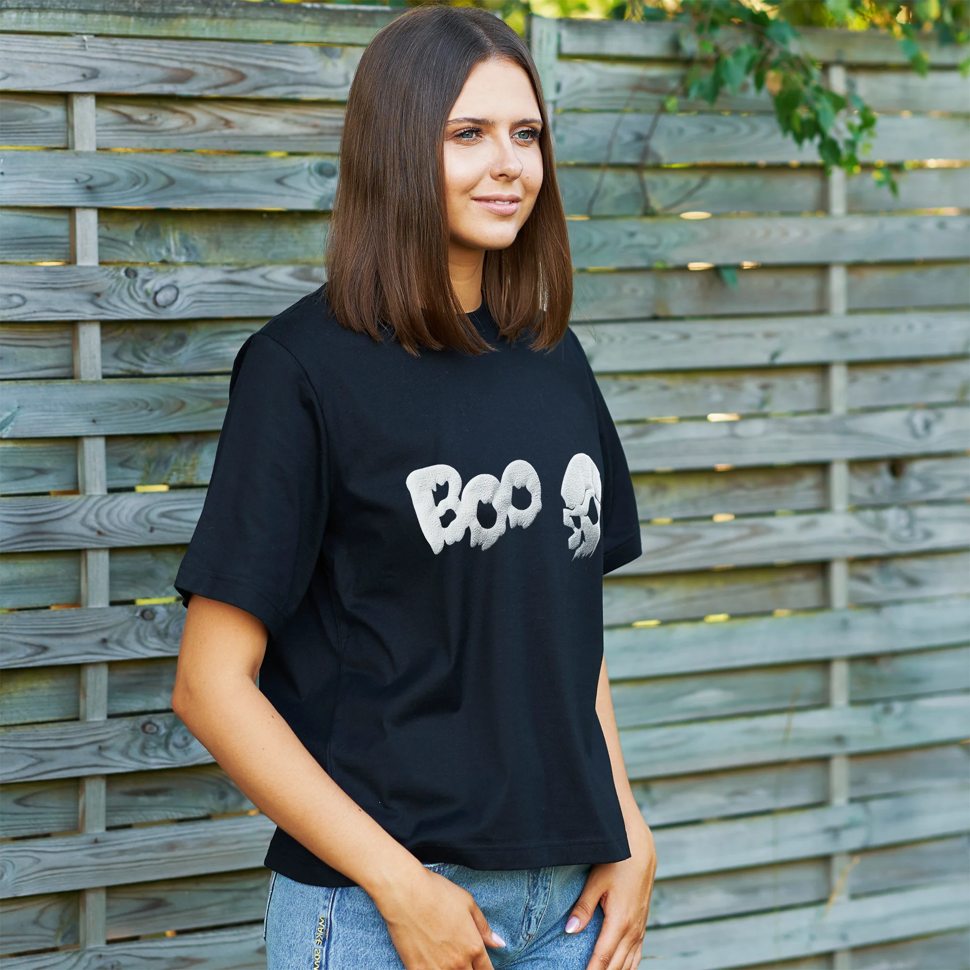 Skull Boo Glow in the Dark Puff Halloween Tee Shirt - Image 5