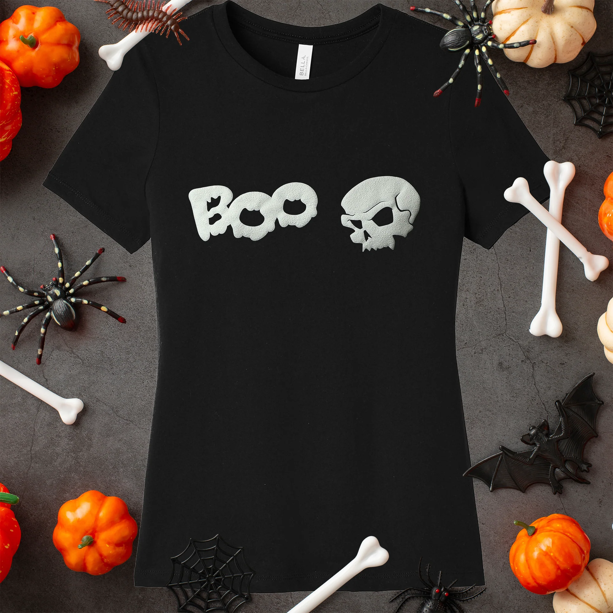 Skull Boo Glow in the Dark Puff Halloween Tee Shirt - Image 8