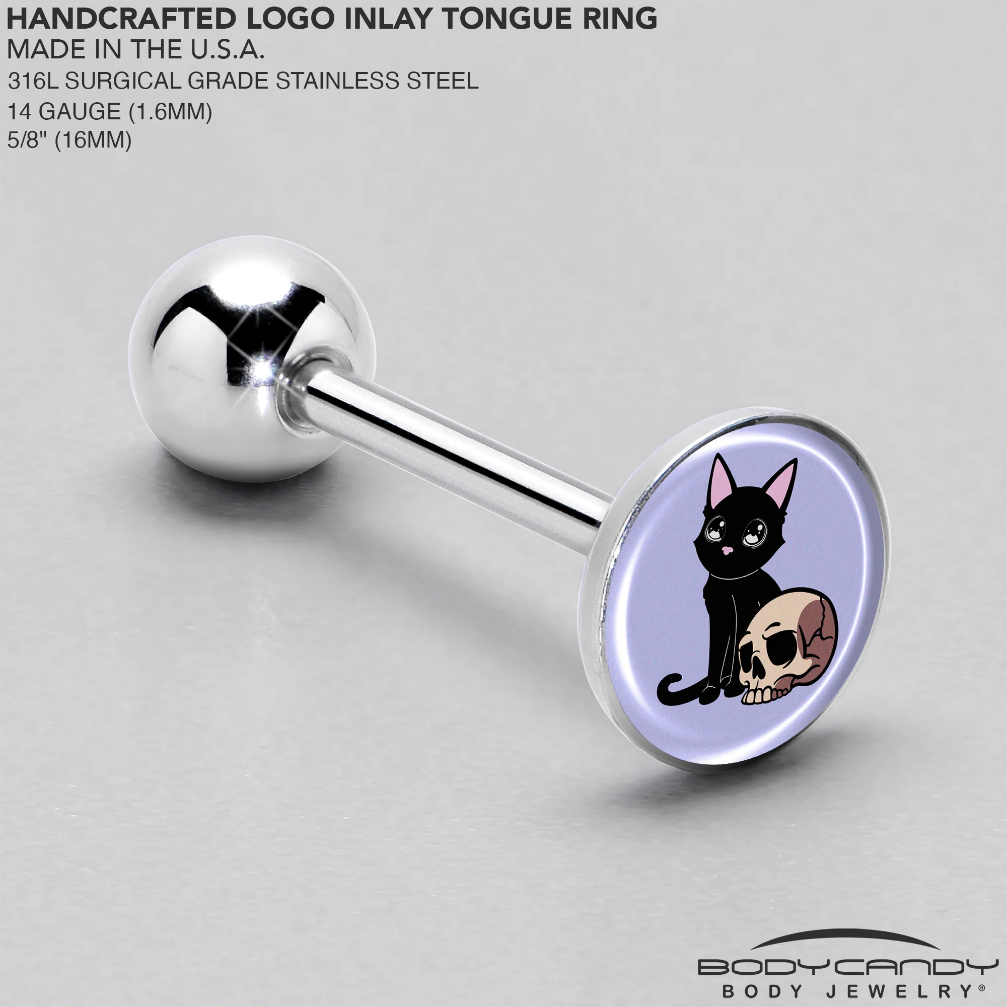 Skull Cat Barbell Tongue Ring by Onyx O - Image 4