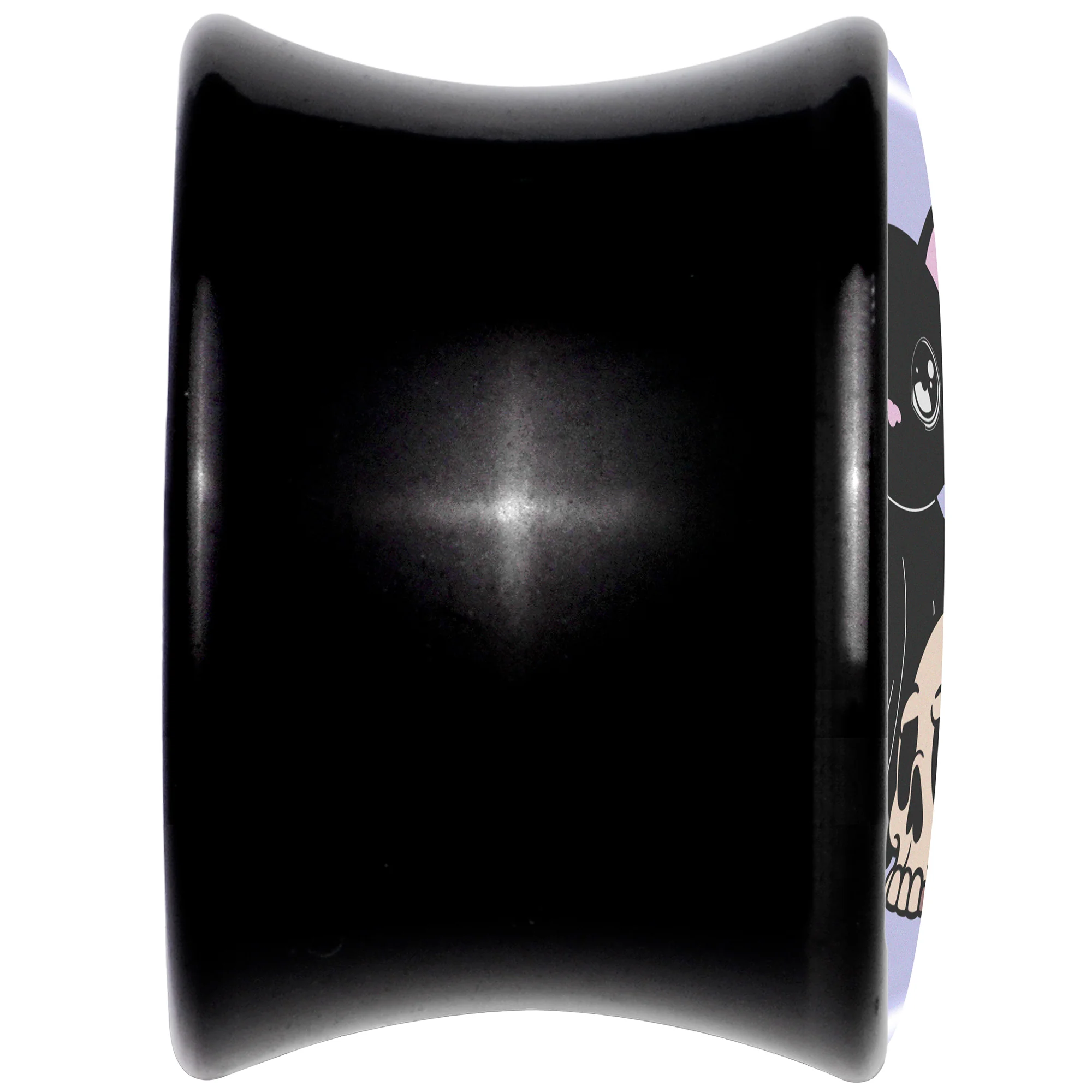 0G Skull Cat Black Acrylic Saddle Plug Set by Onyx O - Image 5