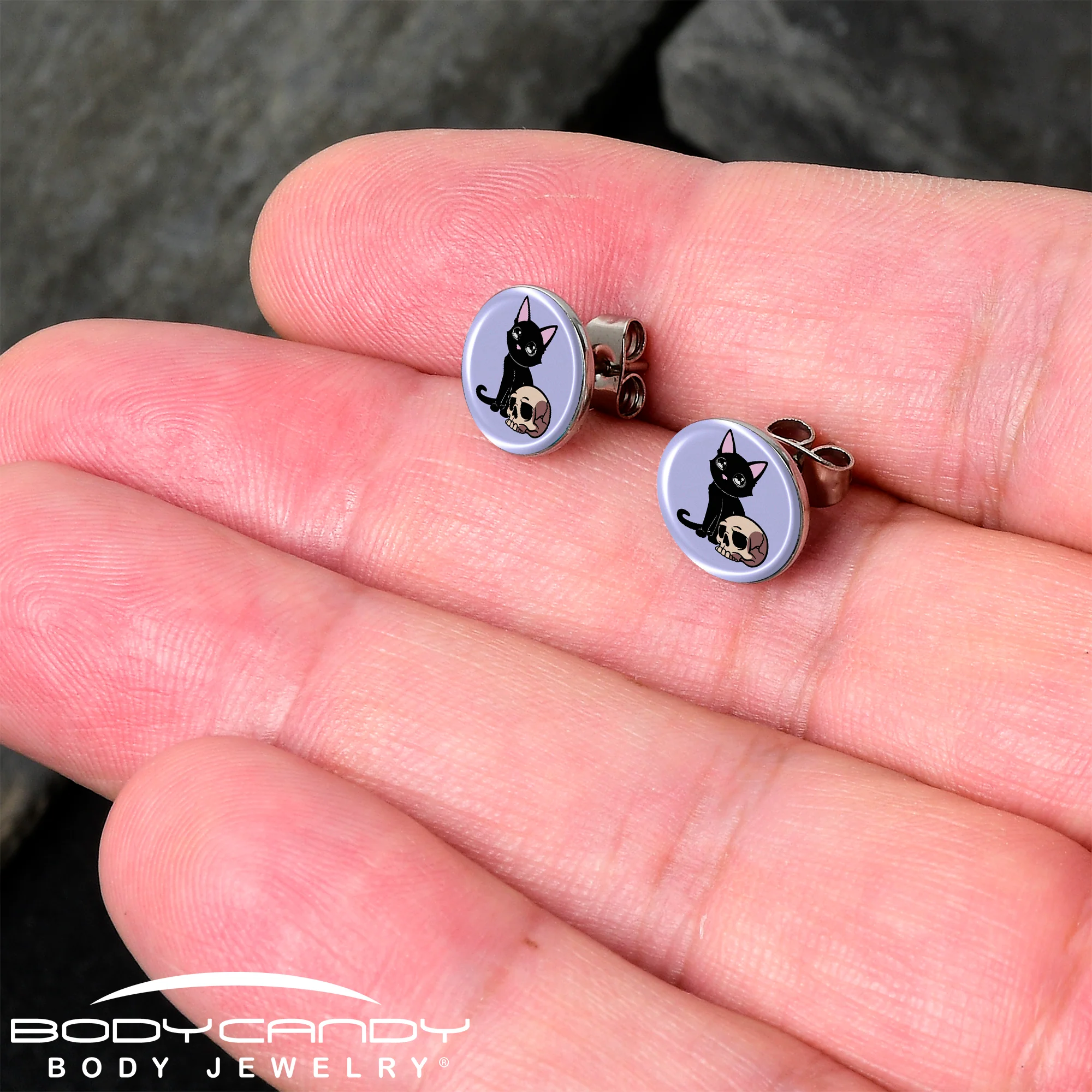 Skull Cat Stud Earrings by Onyx O - Image 2
